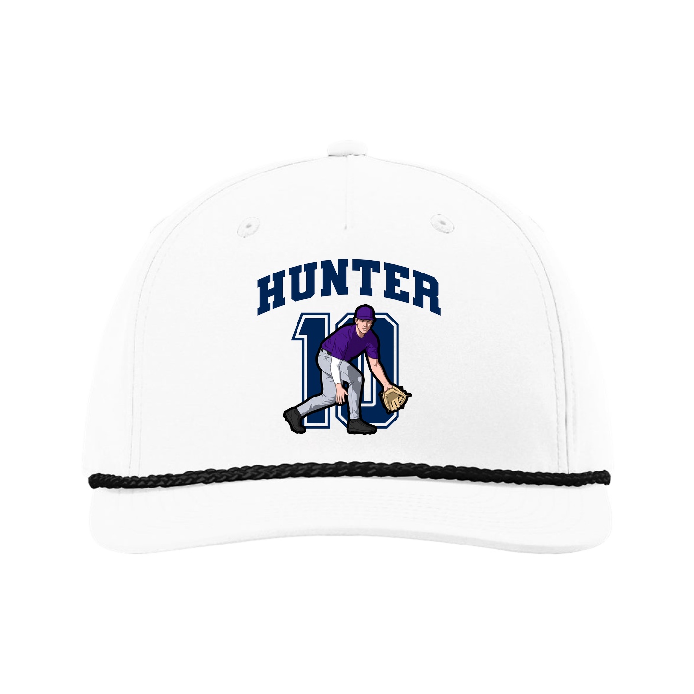 Five-Panel Classic Rope Cap — Number in White