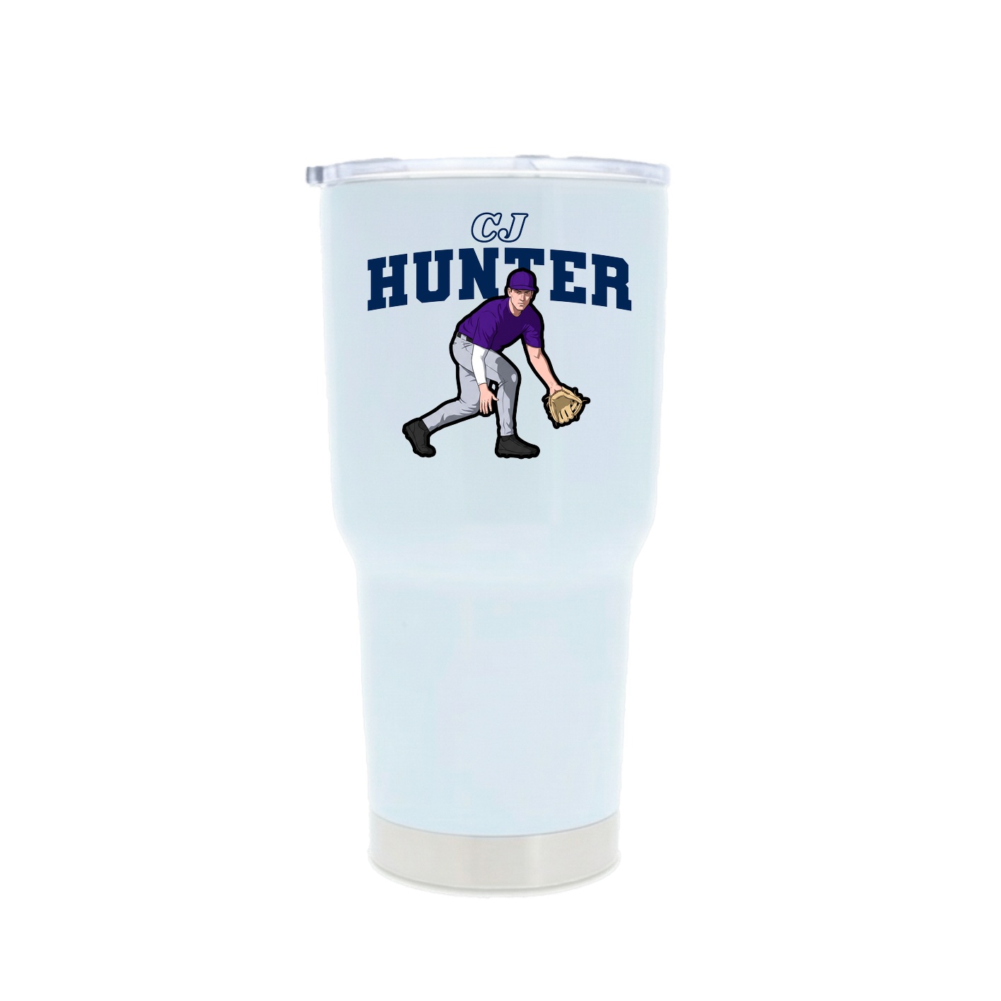 30oz Stainless Steel Tumbler — Name Arch in White
