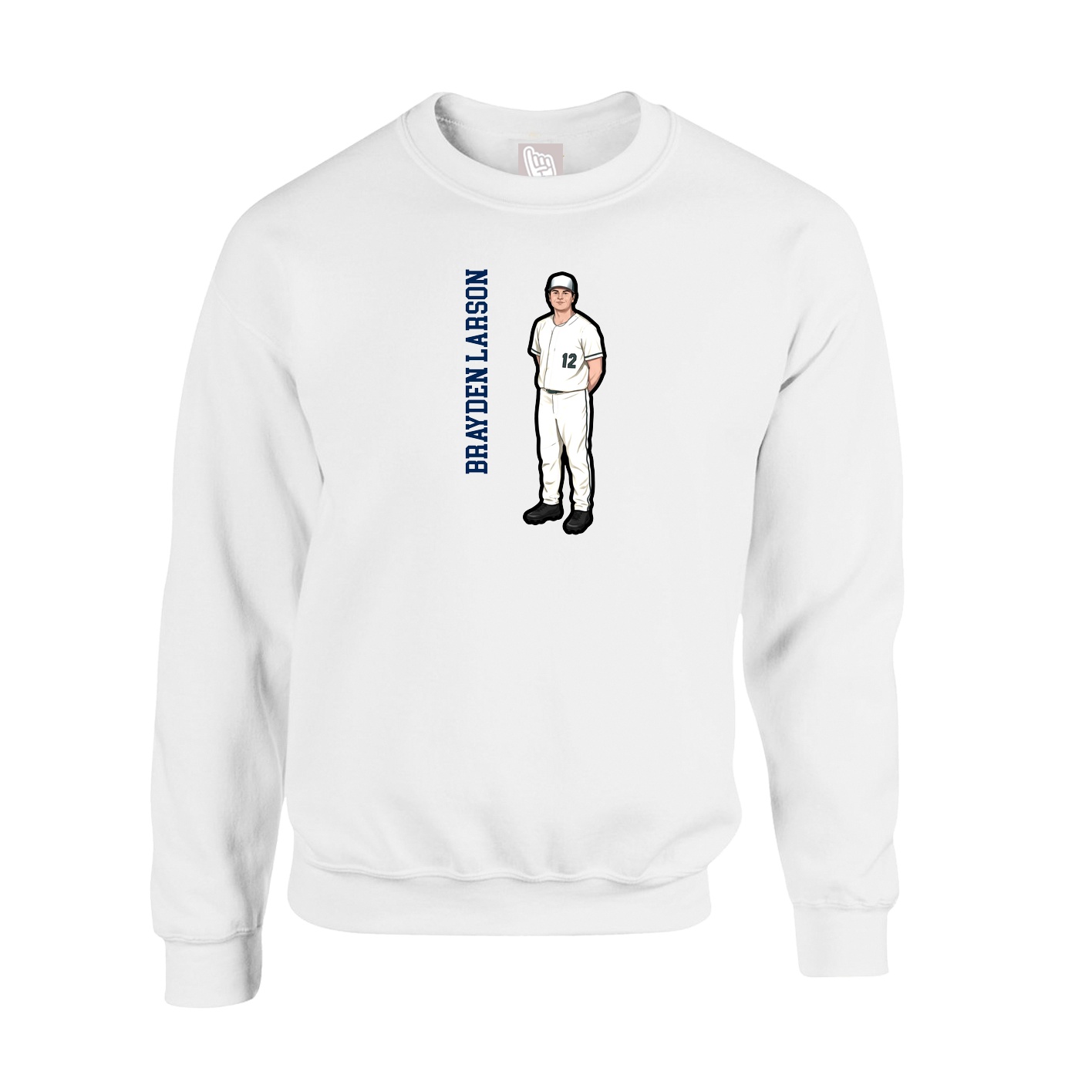 Fleece Crew — Name Vertical in White