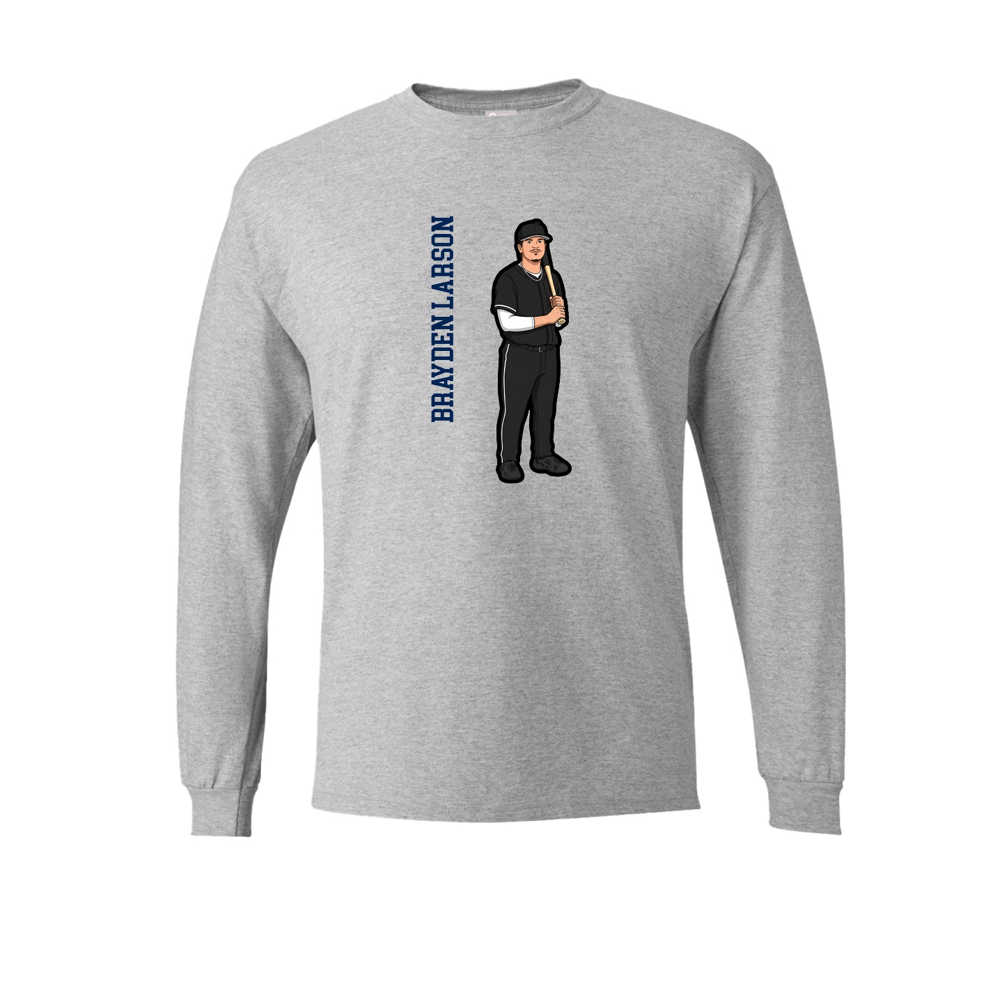 Long Sleeve Tee — Name Vertical in Grey