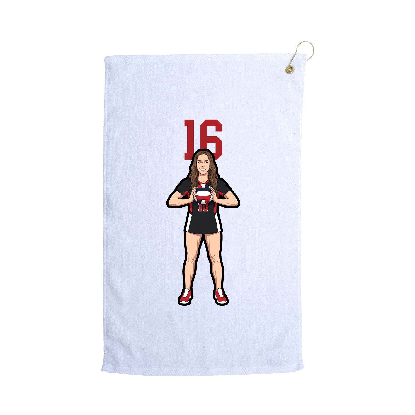 Golf Towel — Number Top in White