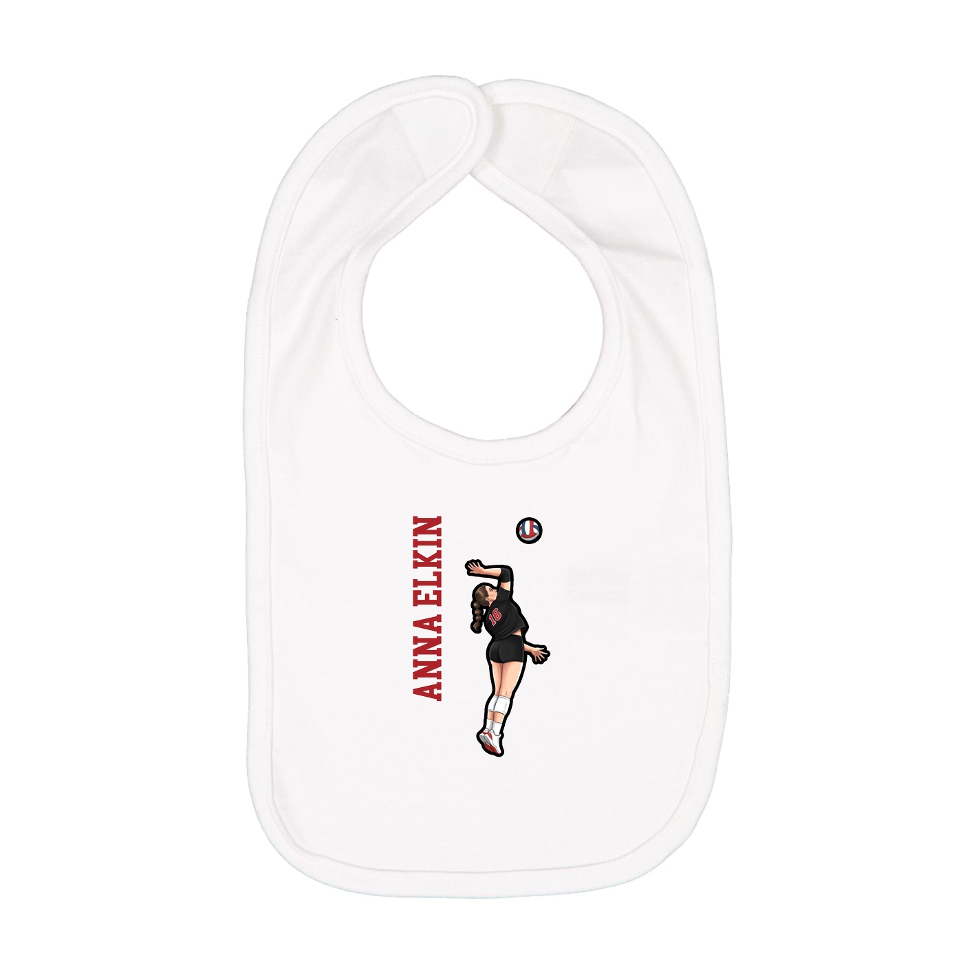 Infant Bib — Name Vertical in White