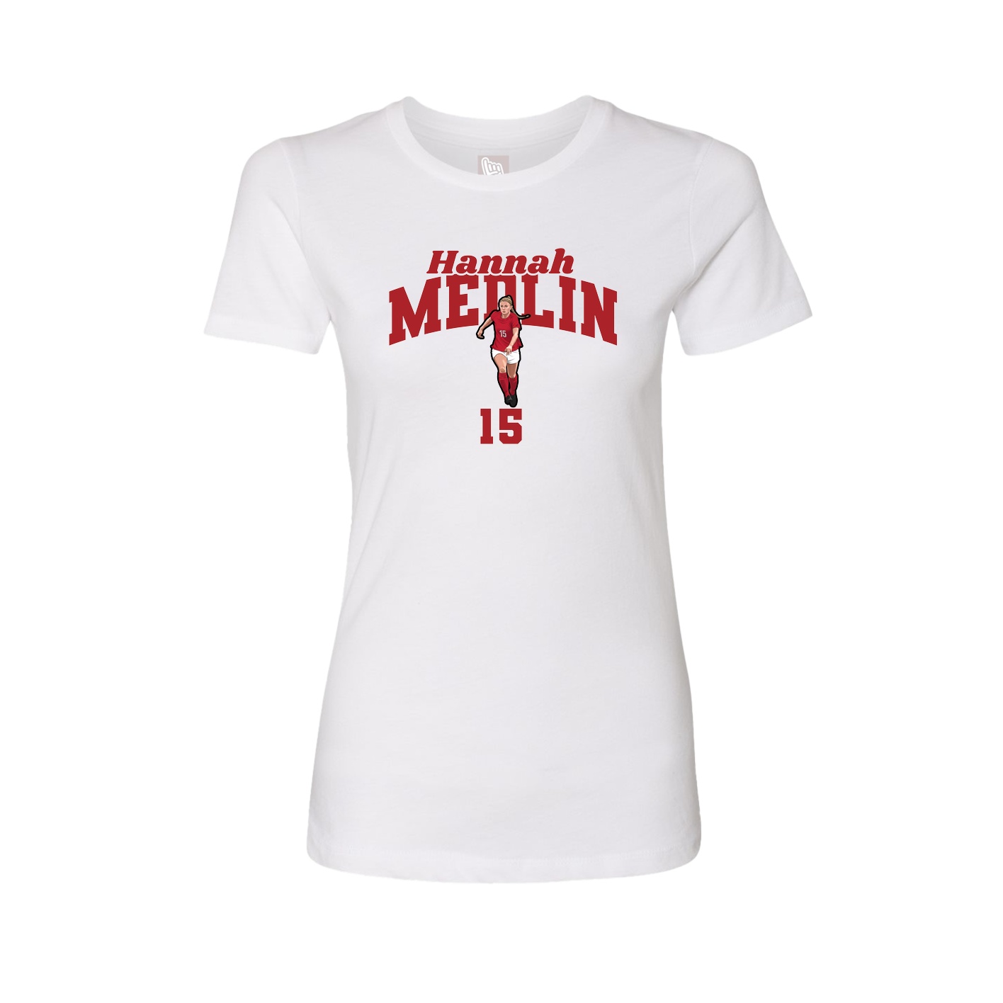 Fitted Women's Tee — Signature Arch in White