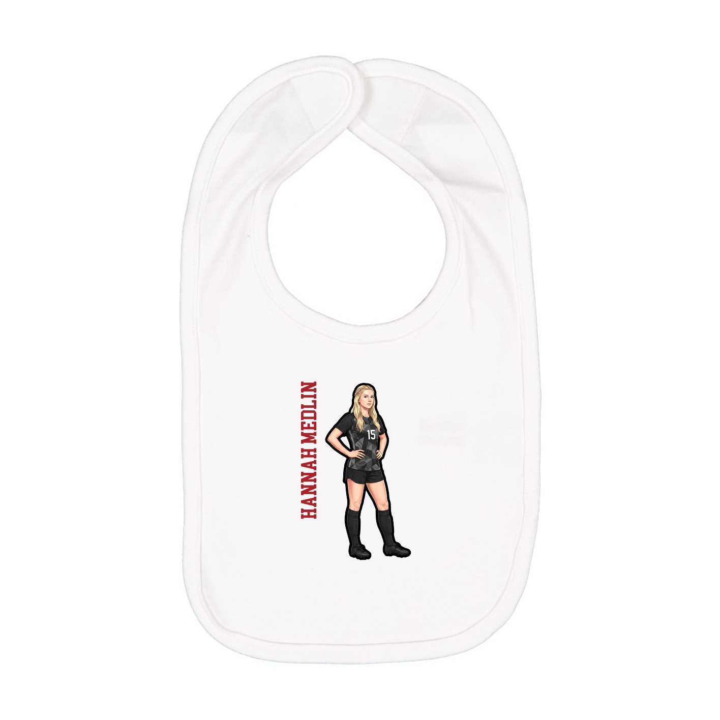 Infant Bib — Name Vertical in White