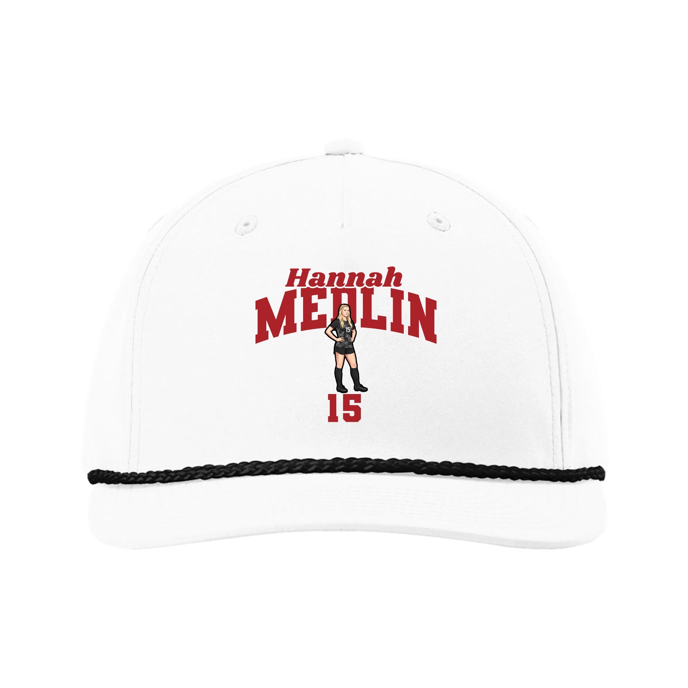 Five-Panel Classic Rope Cap — Signature Arch in White