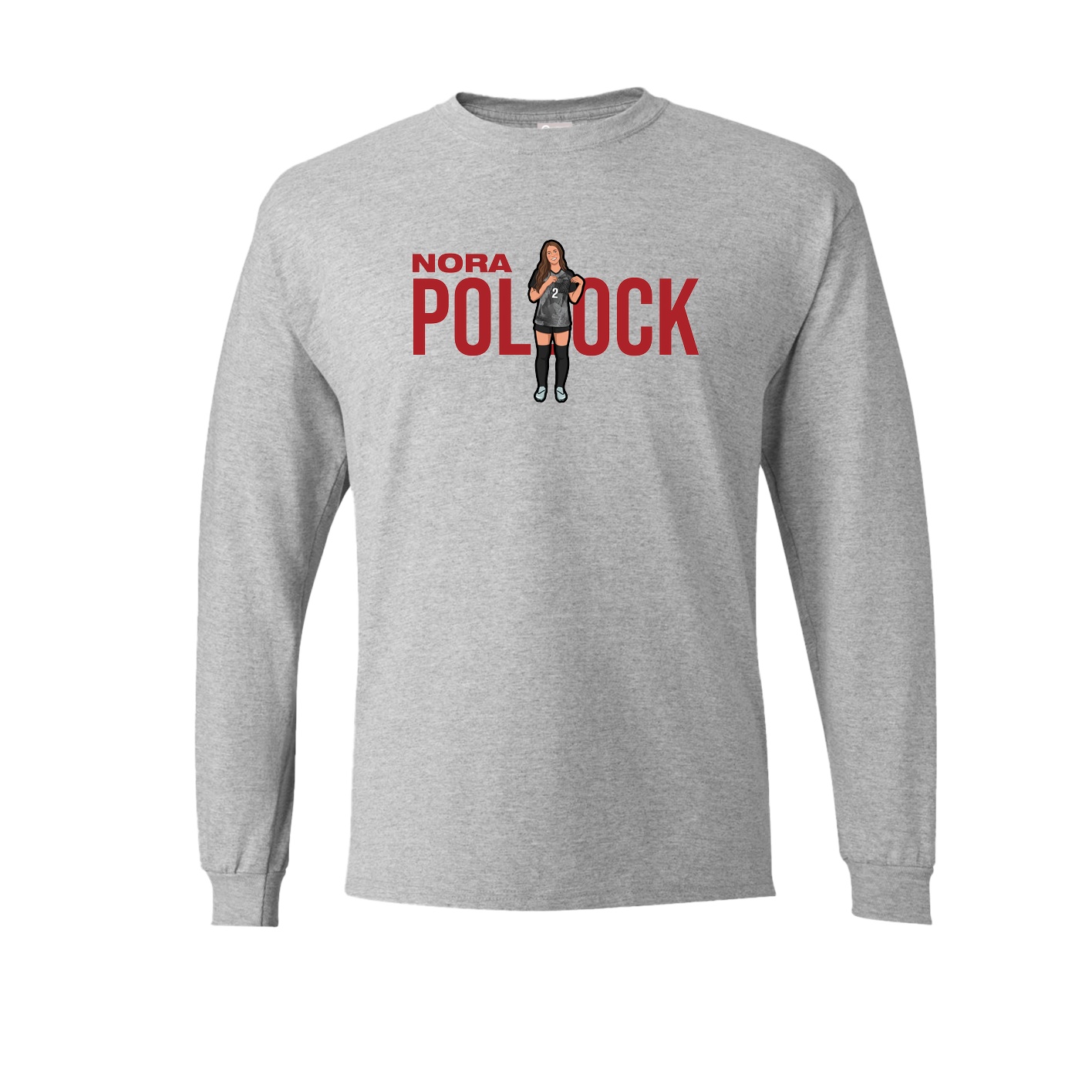 Long Sleeve Tee — Player Name in Grey