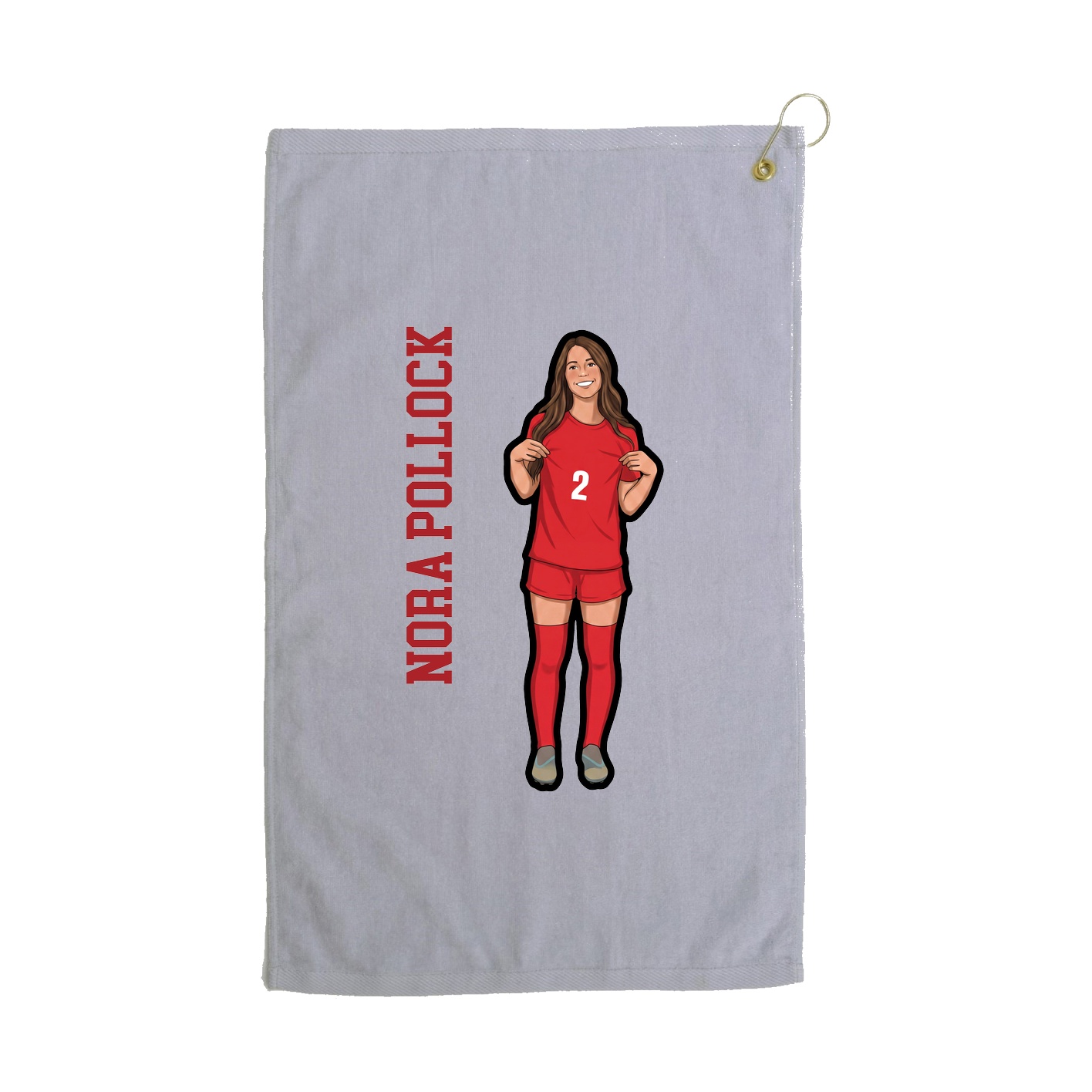 Golf Towel — Name Vertical in Grey