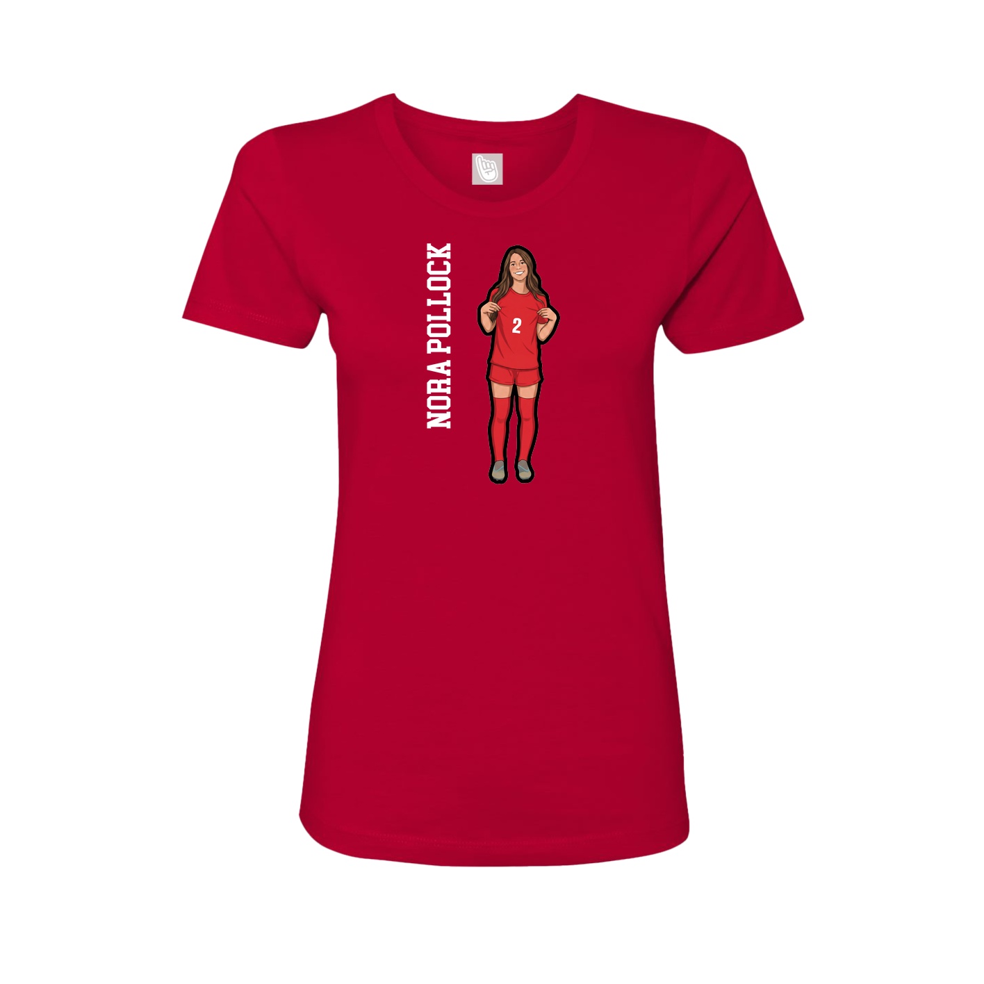 Fitted Women's Tee — Name Vertical in Red