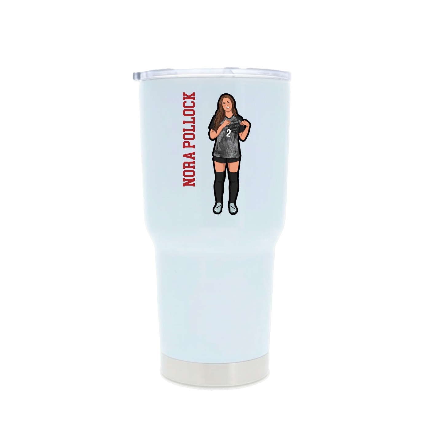 30oz Stainless Steel Tumbler — Name Vertical in White
