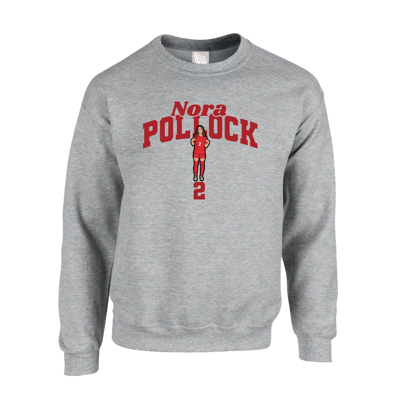 Fleece Crew — Signature Arch in Grey