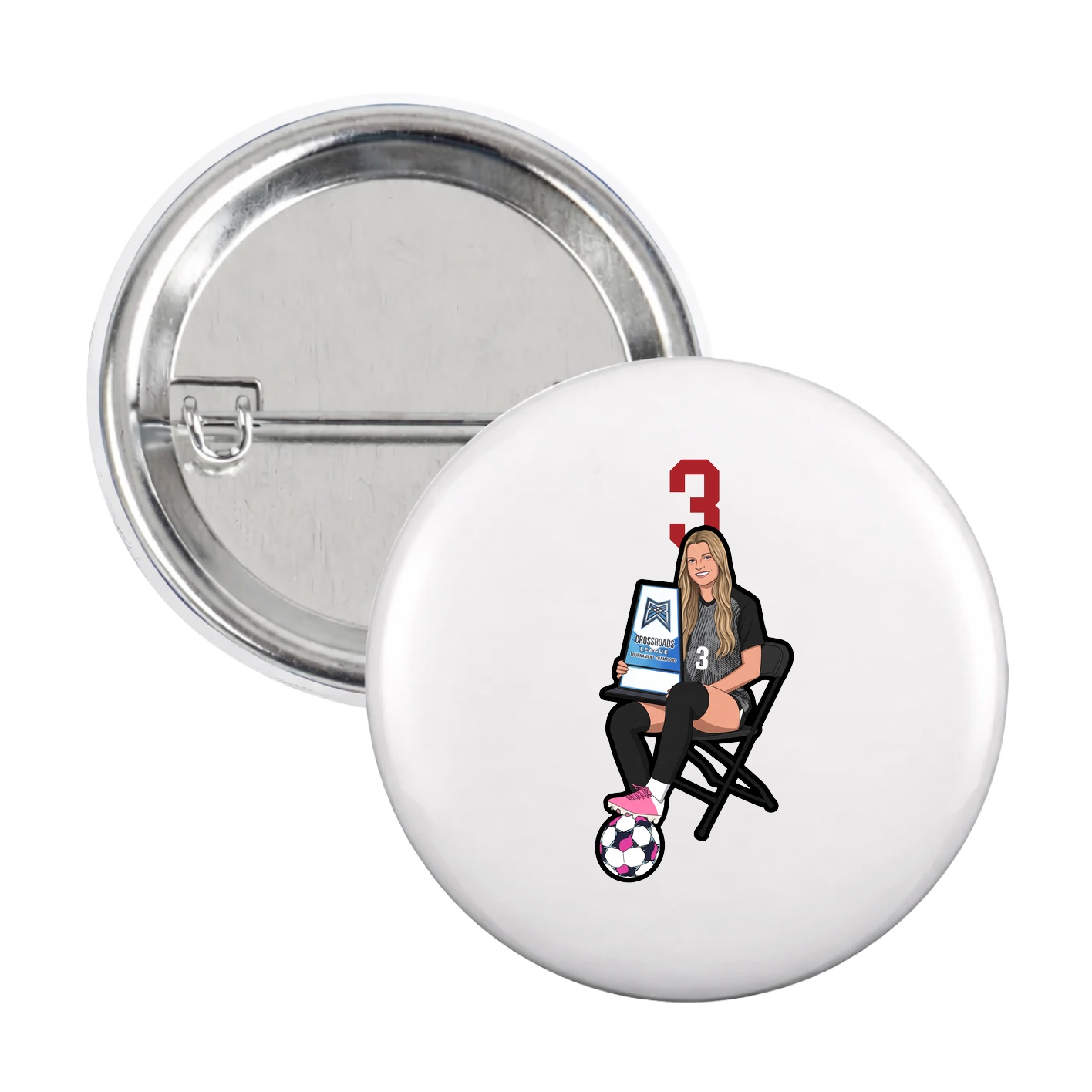 Game Day Button — Number Top in White