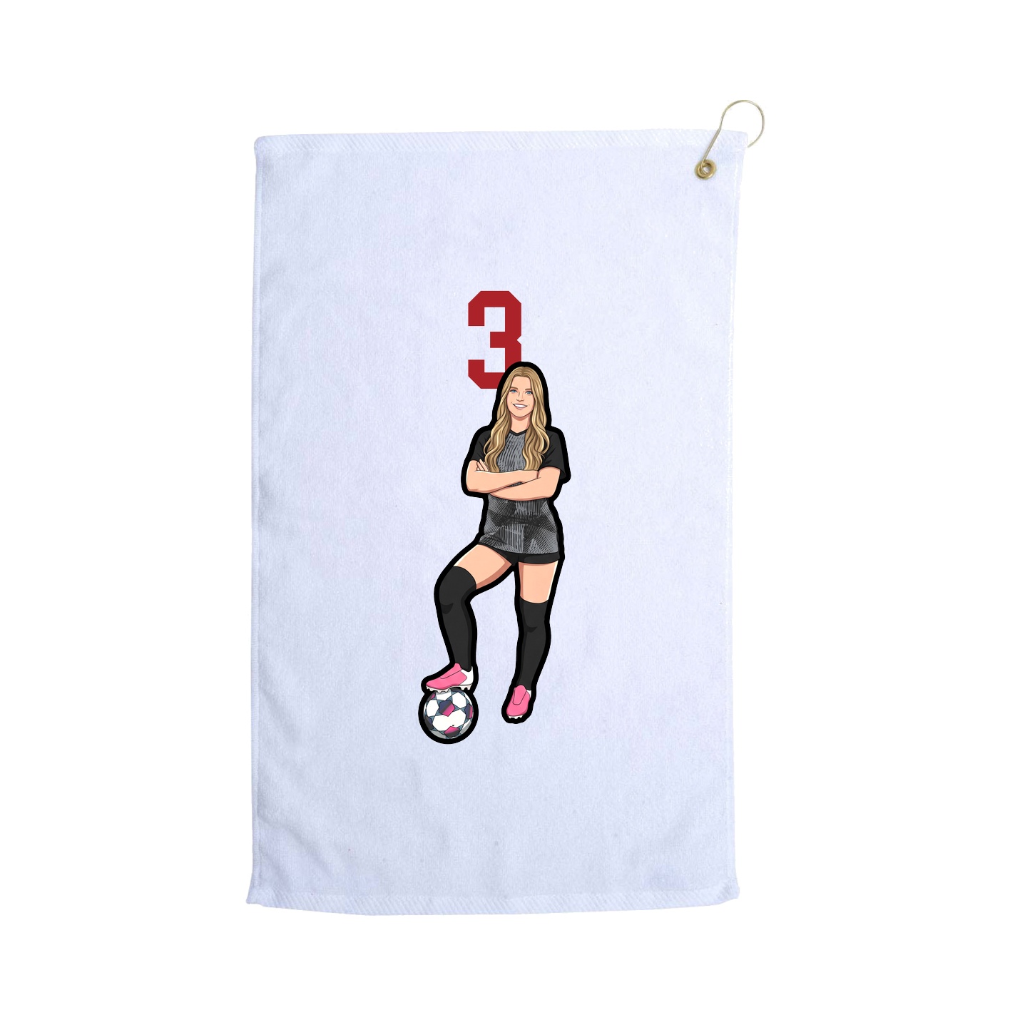 Golf Towel — Number Top in White