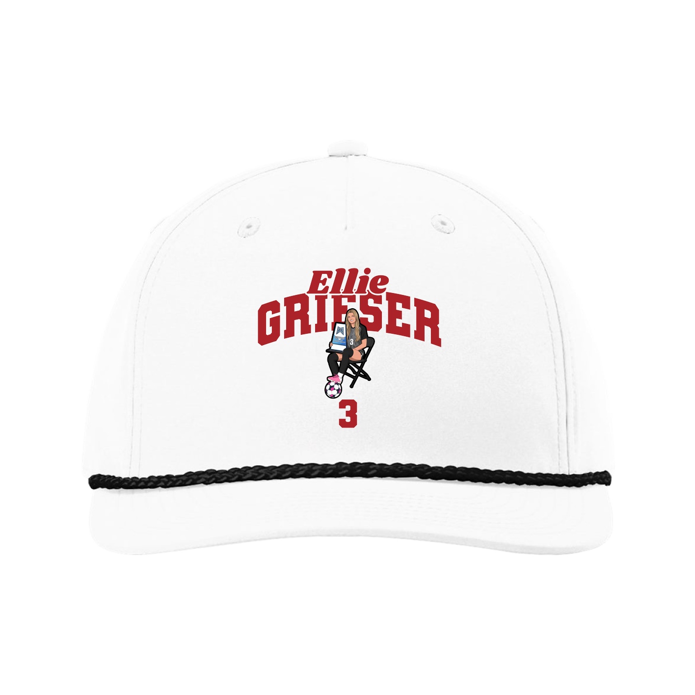 Five-Panel Classic Rope Cap — Signature Arch in White