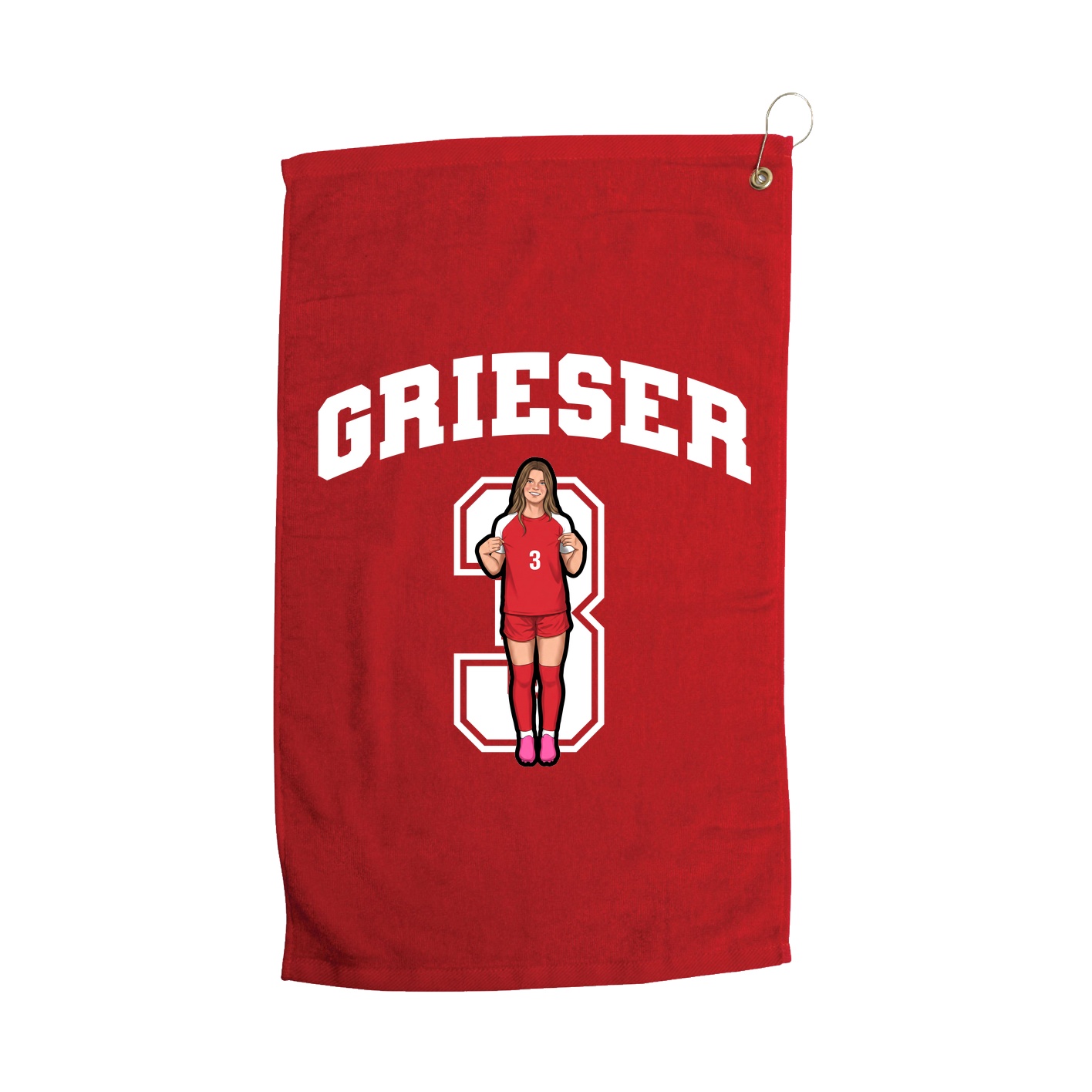 Golf Towel — Number in Red