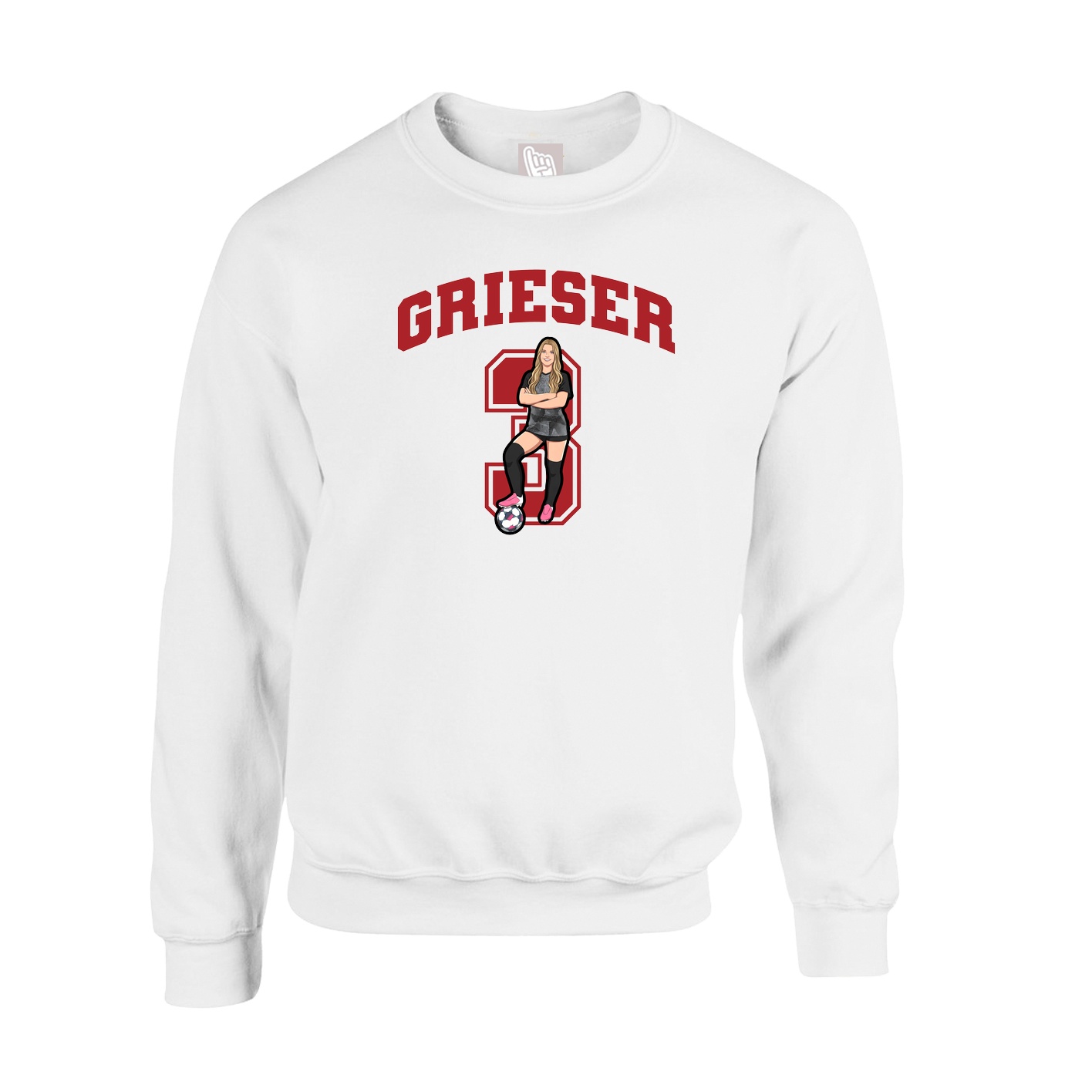 Fleece Crew — Number in White