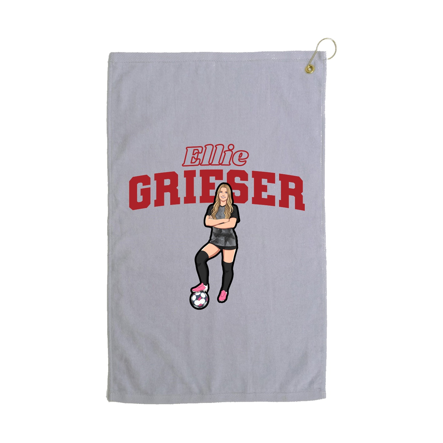 Golf Towel — Name Arch in Grey