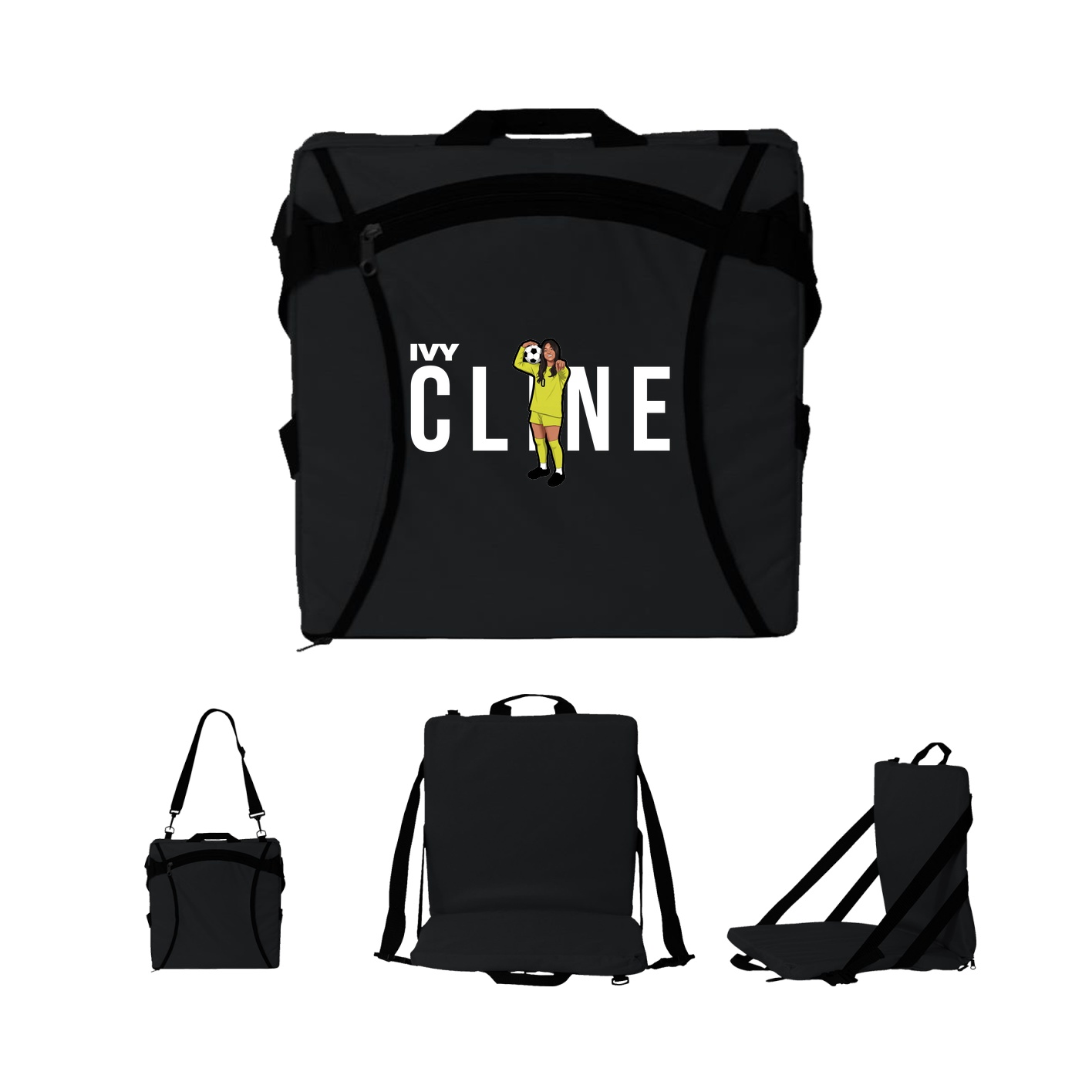 Folding Stadium Seat — Player Name in Black