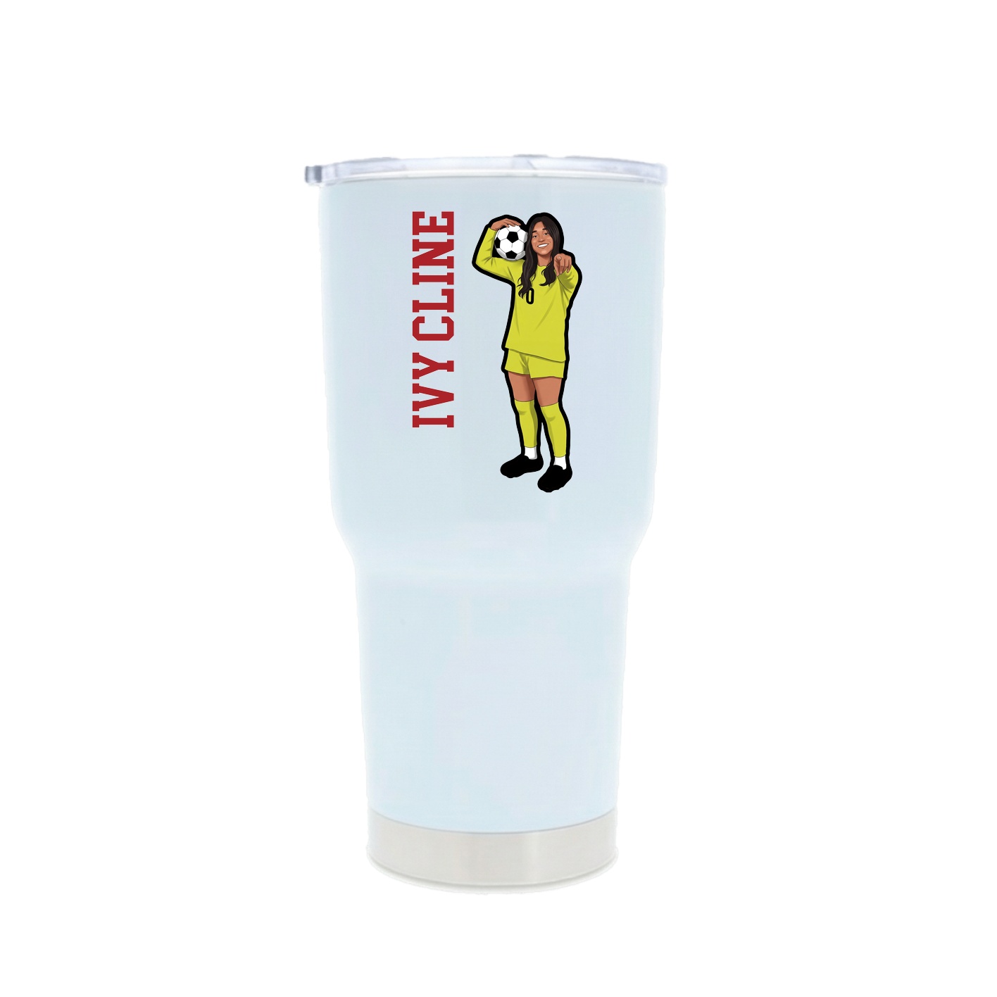 30oz Stainless Steel Tumbler — Name Vertical in White