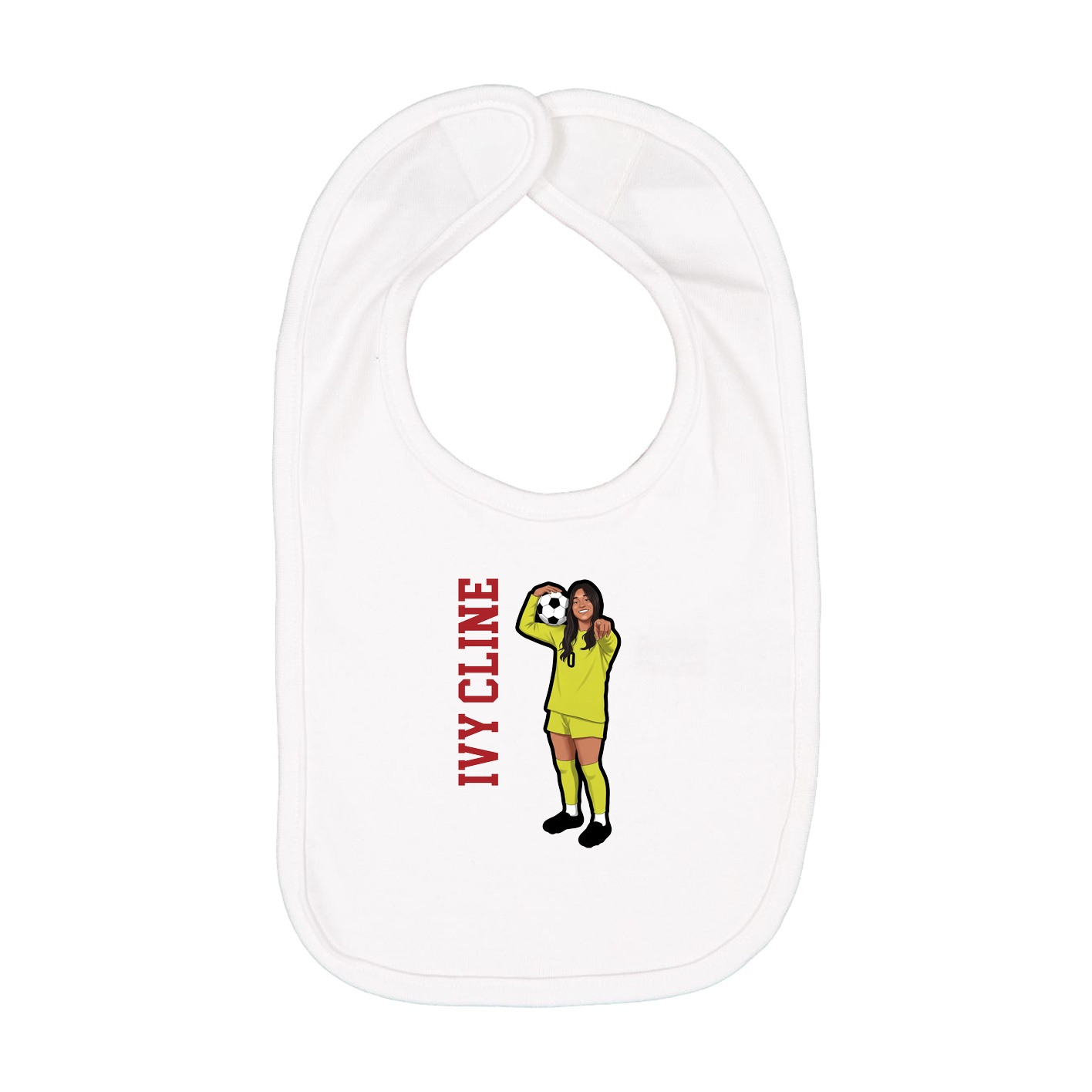 Infant Bib — Name Vertical in White