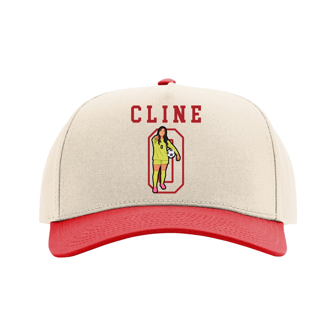 Full Fabric Five-Panel Champ Cap — Shirsey in Cream/Red