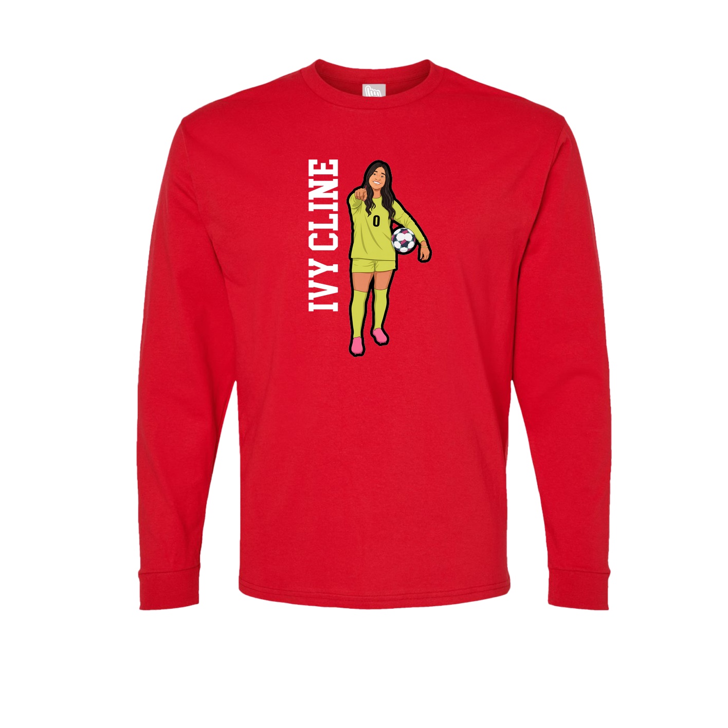 Long Sleeve Tee — Name Vertical in Red