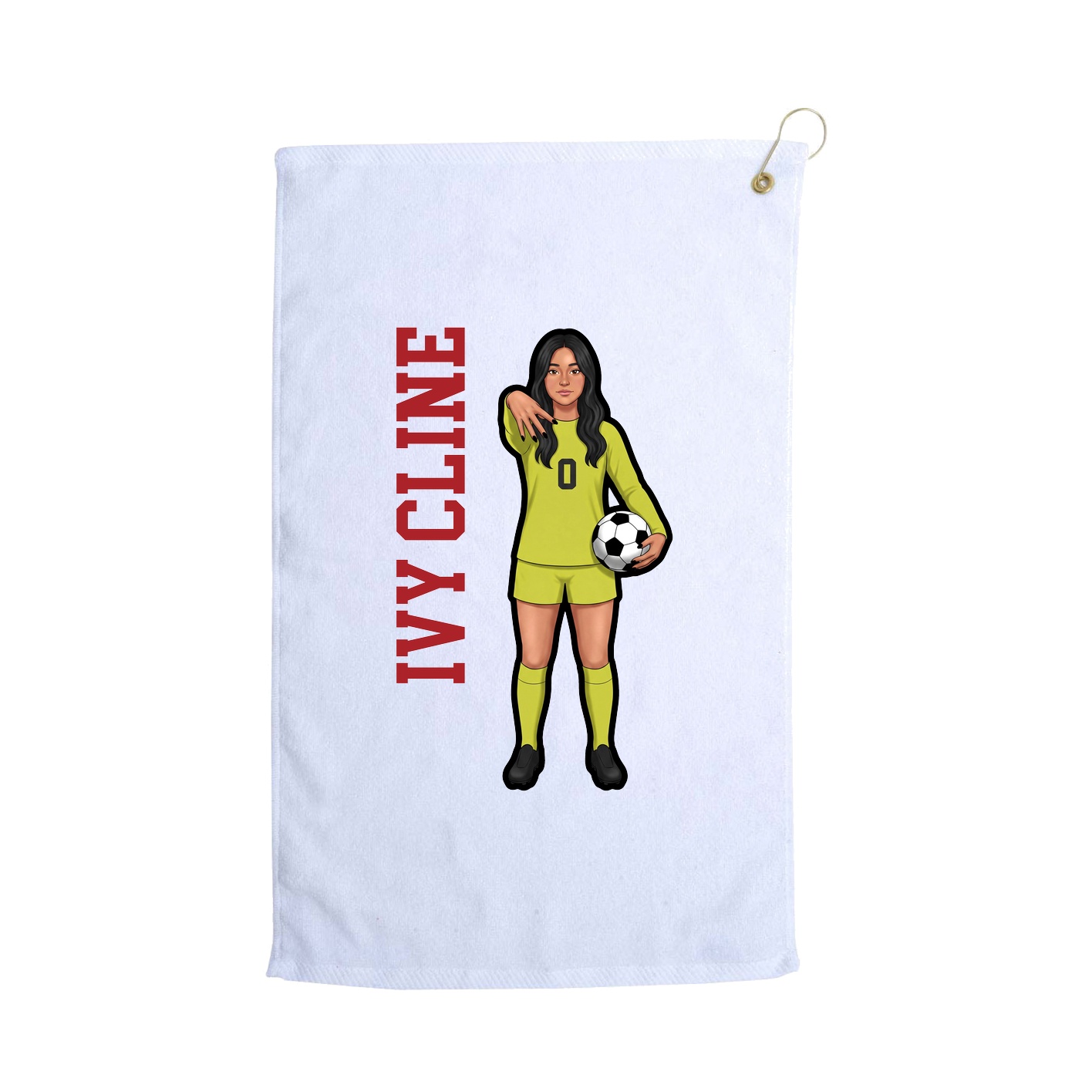 Golf Towel — Name Vertical in White