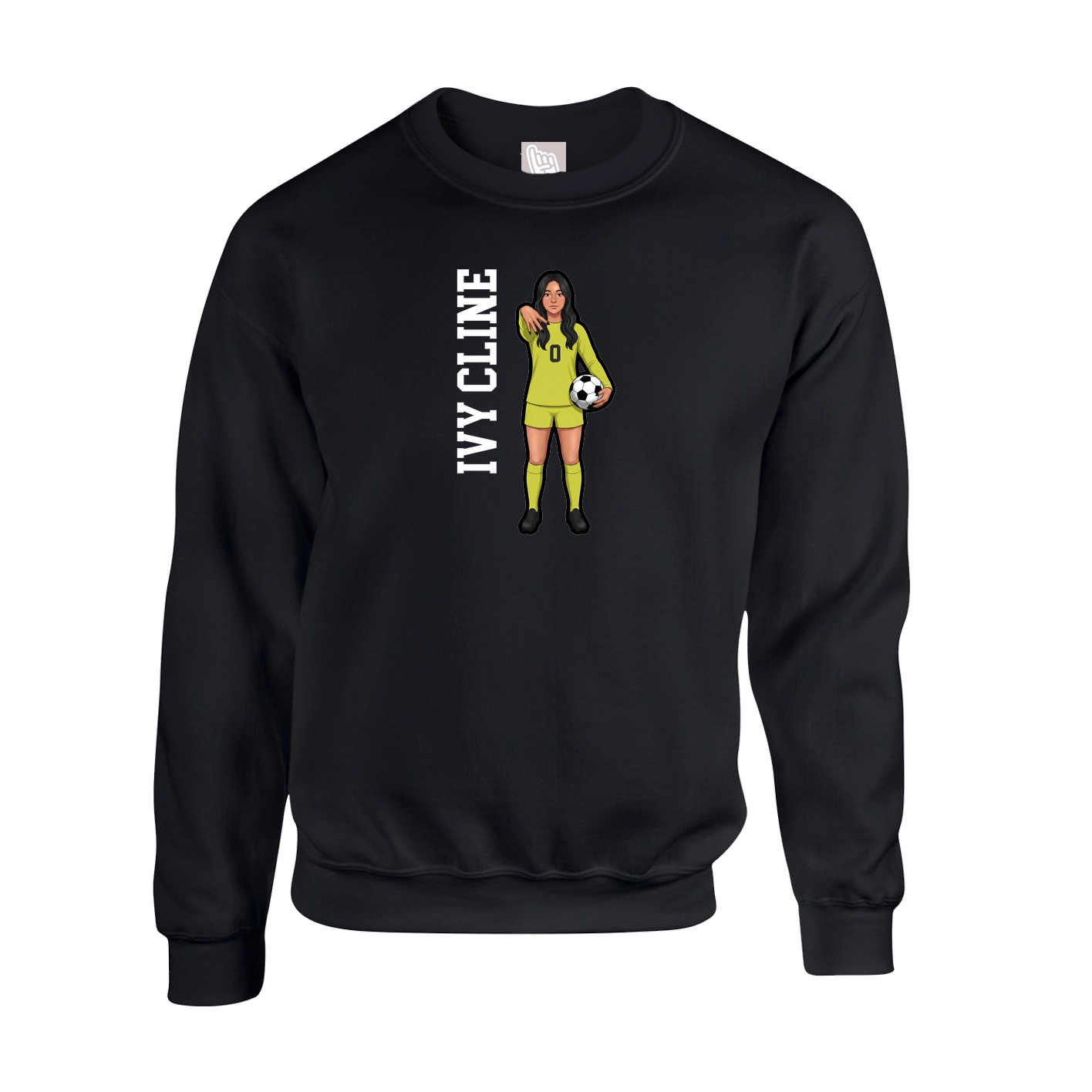 Fleece Crew — Name Vertical in Black