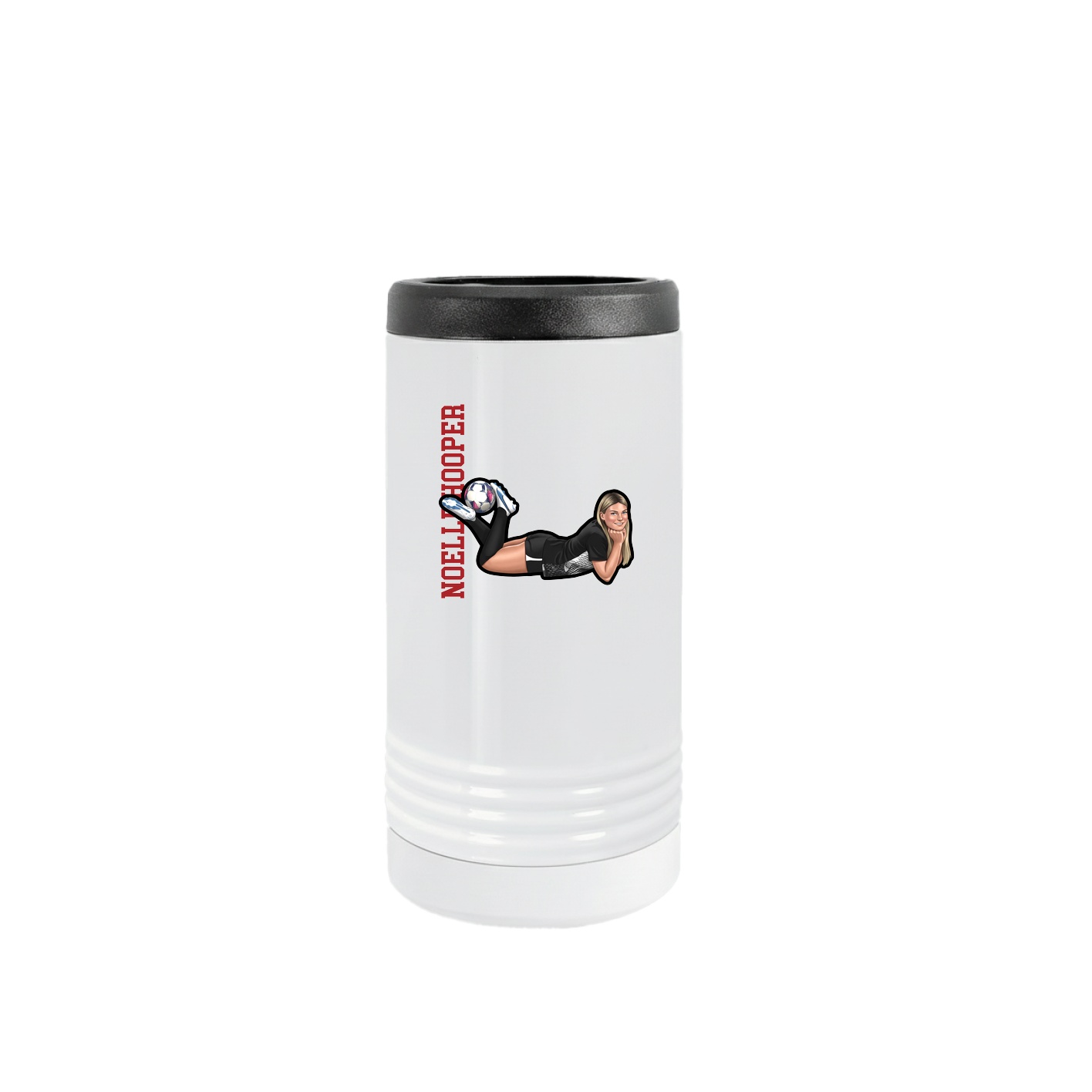 Slim Beverage Holder — Name Vertical in White