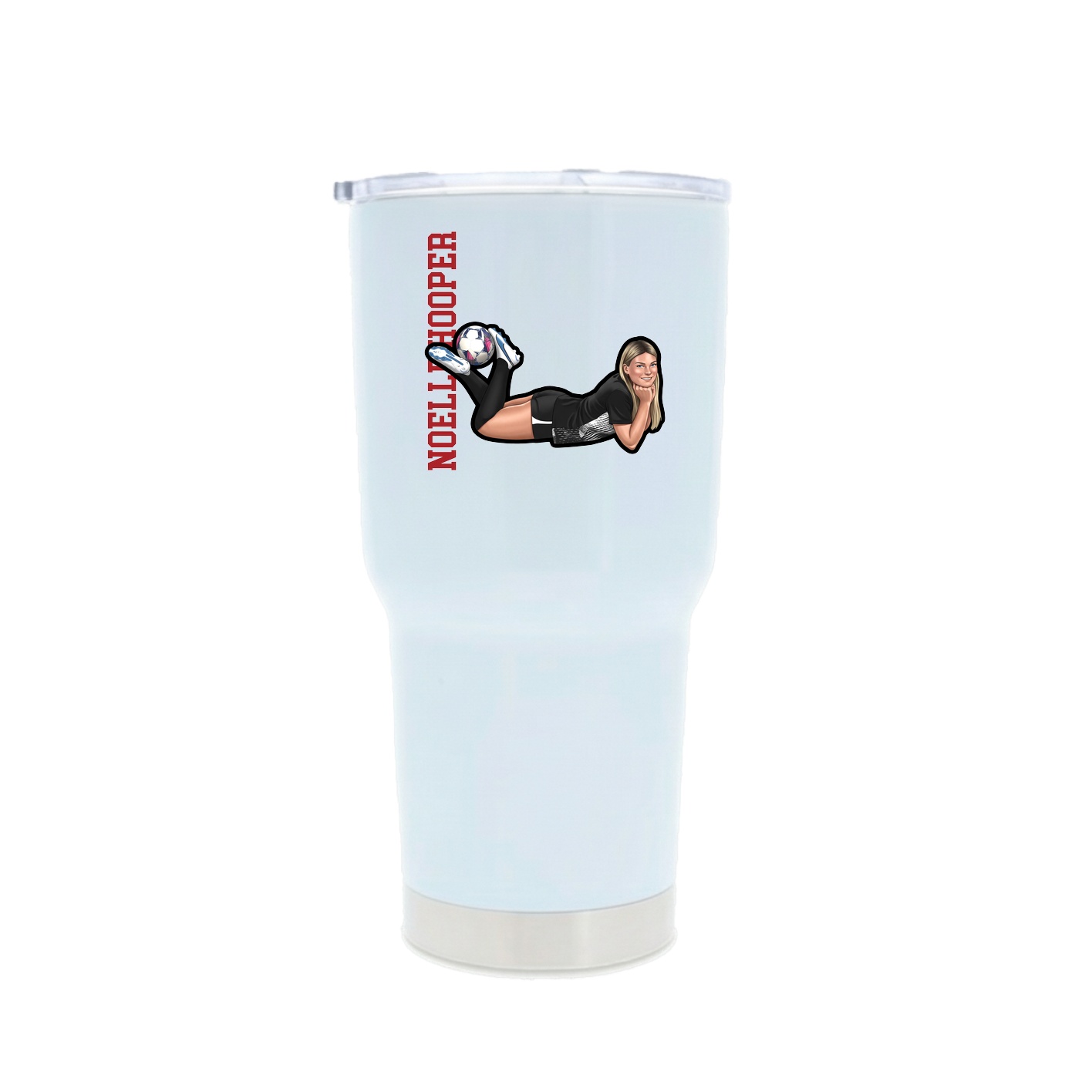 30oz Stainless Steel Tumbler — Name Vertical in White