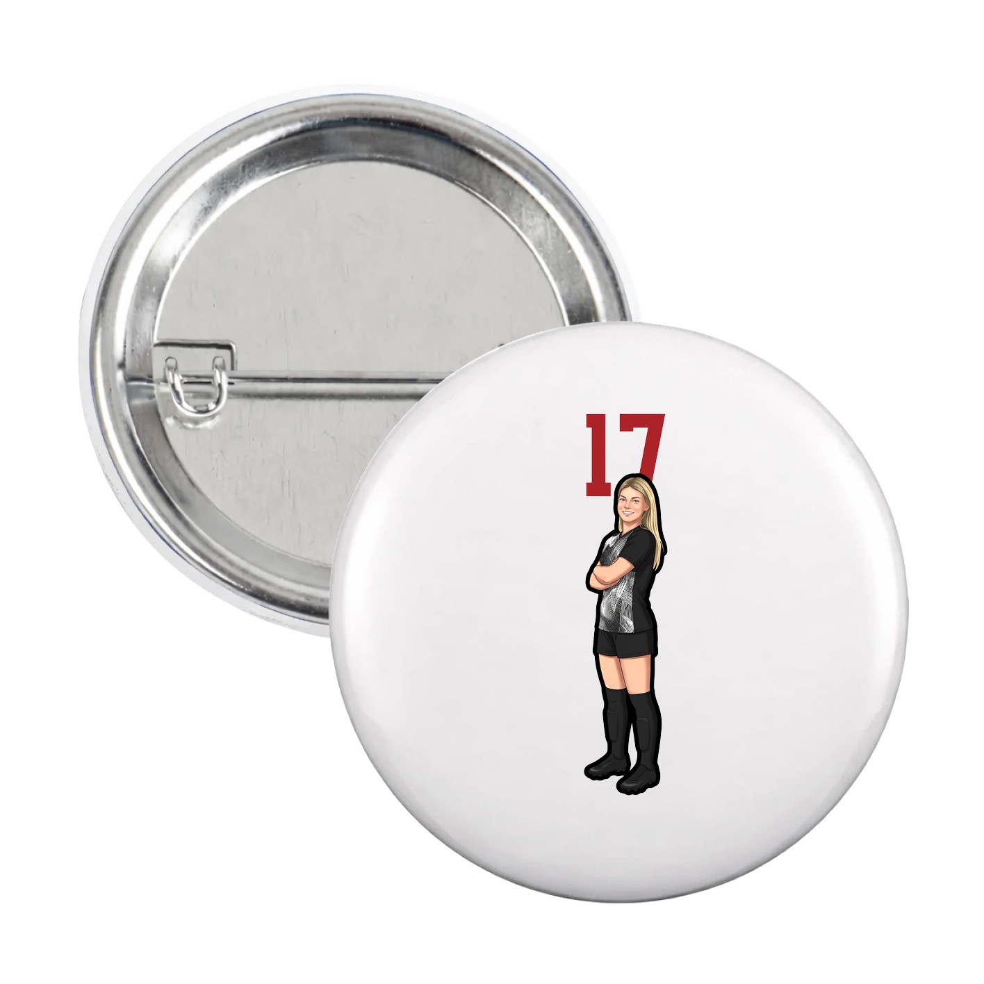 Game Day Button — Number Top in White