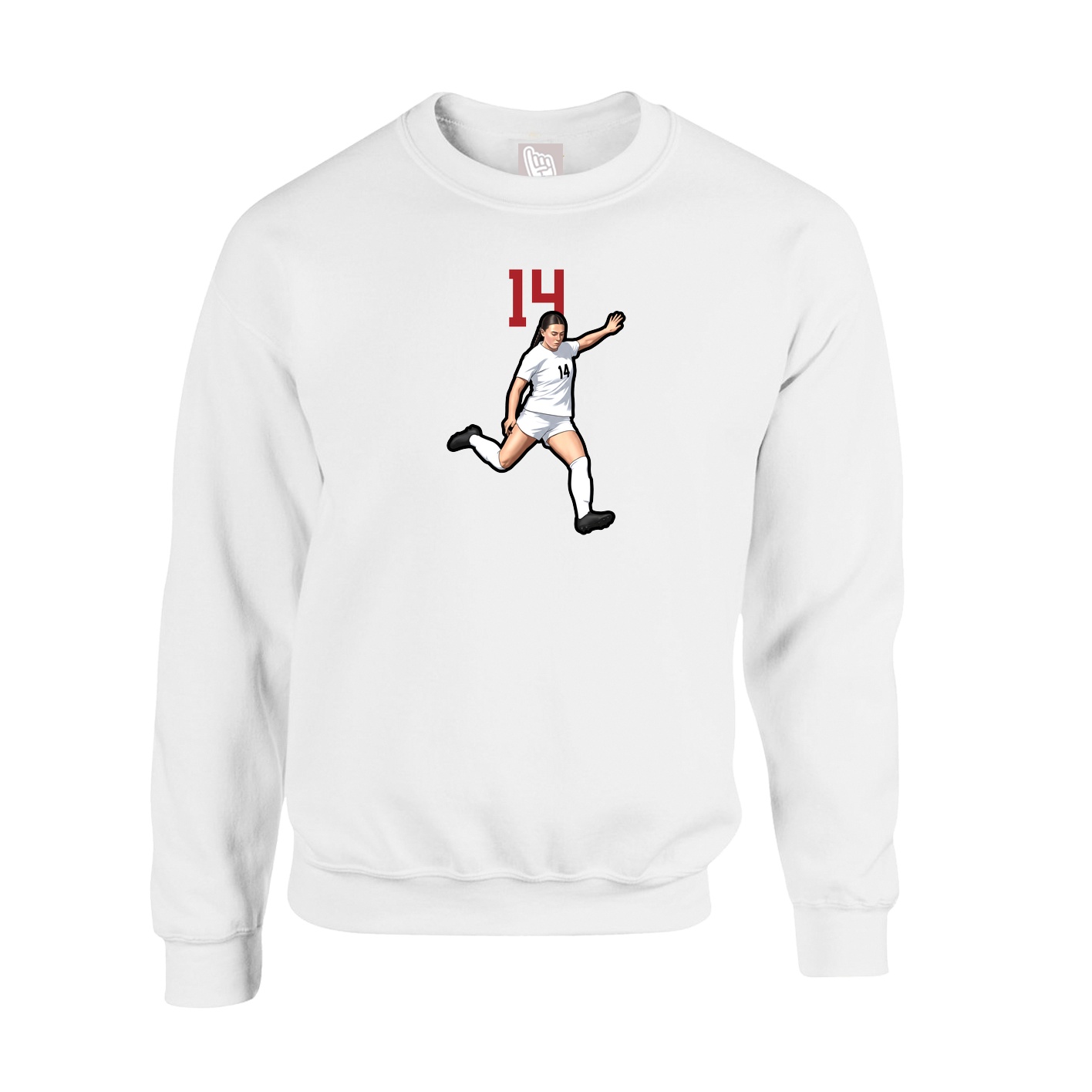 Fleece Crew — Number Top in White