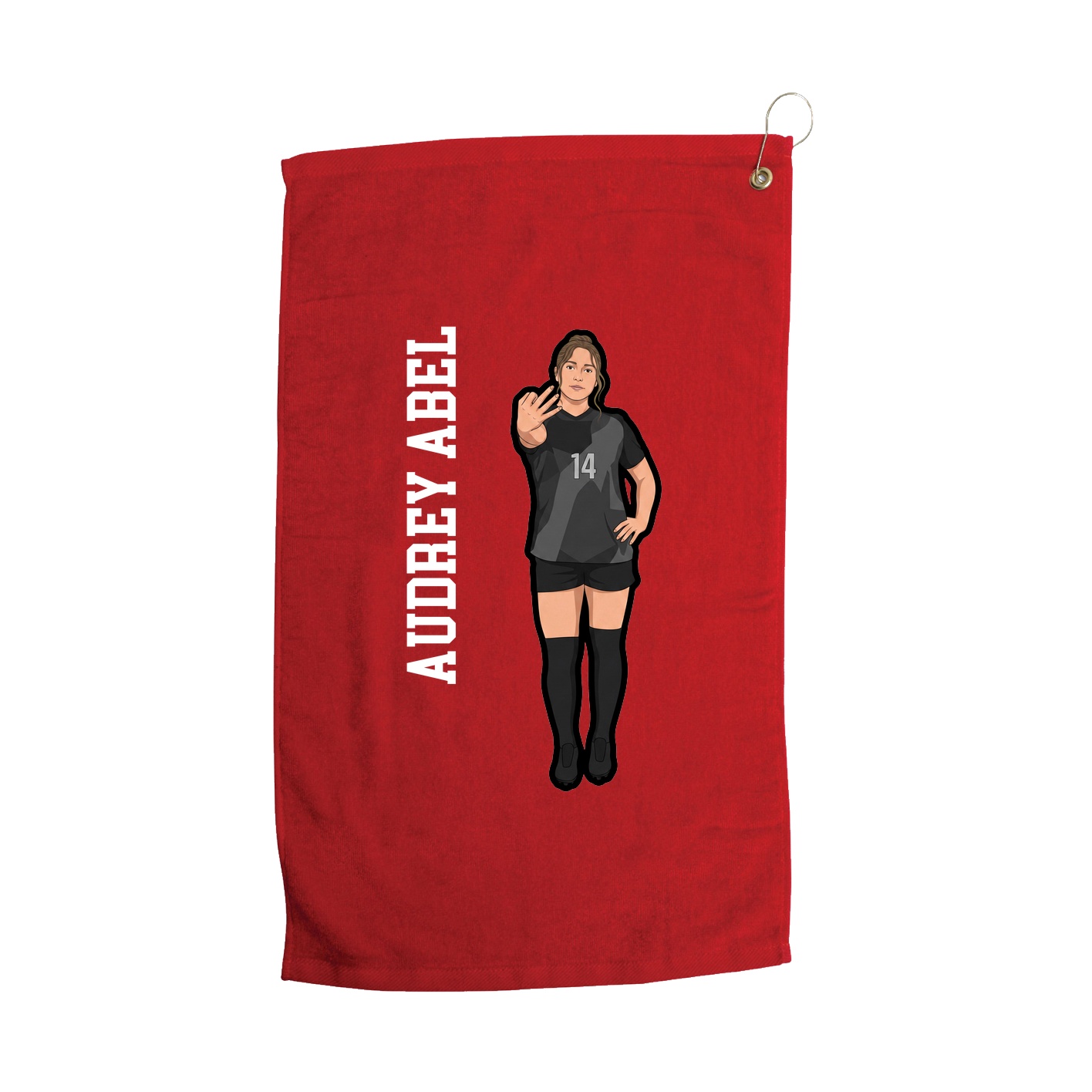 Golf Towel — Name Vertical in Red