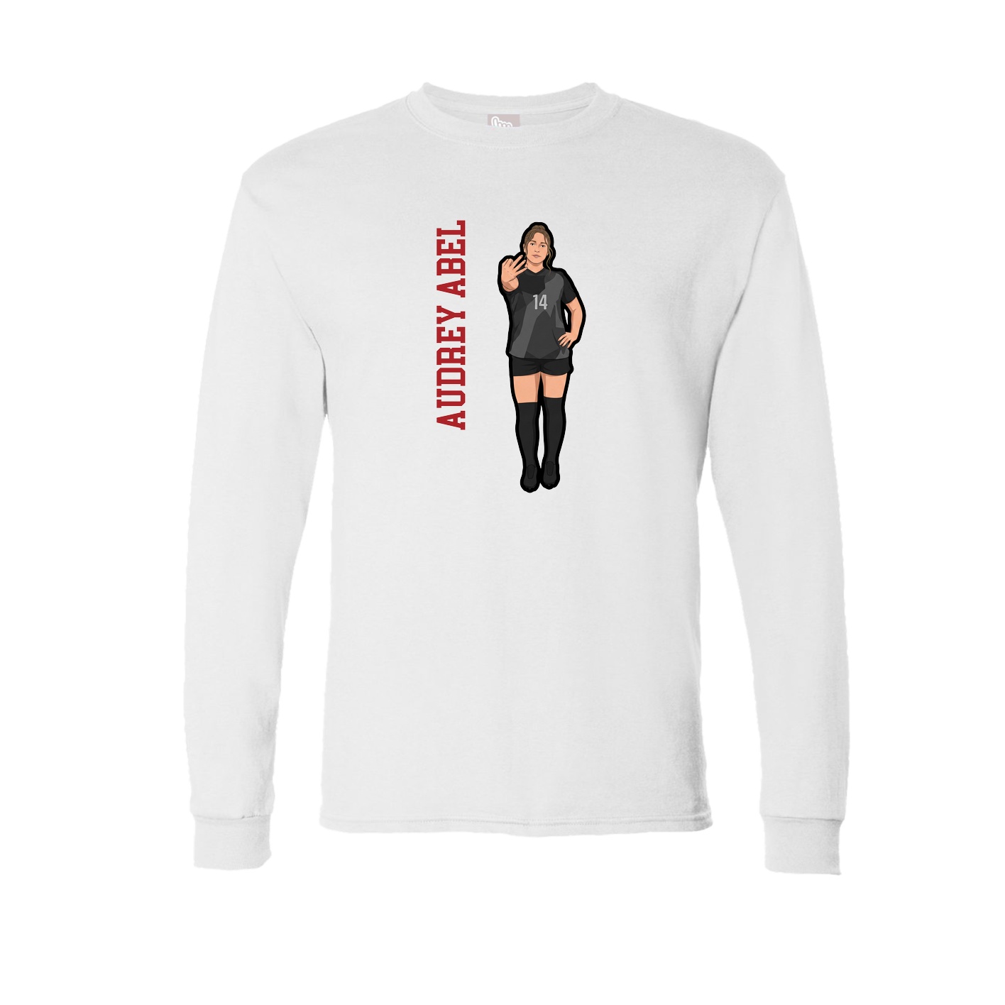 Long Sleeve Tee — Name Vertical in White