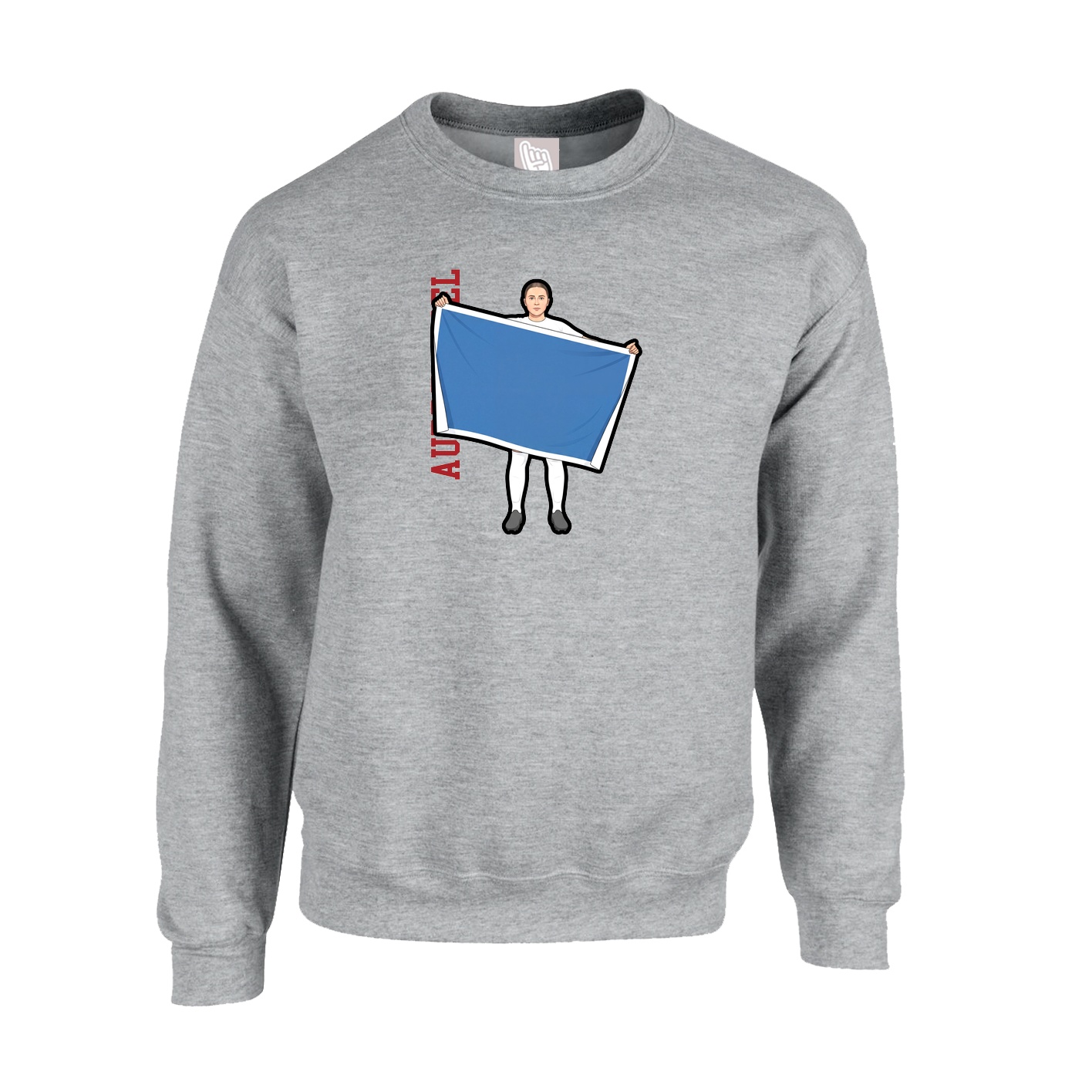Fleece Crew — Name Vertical in Grey