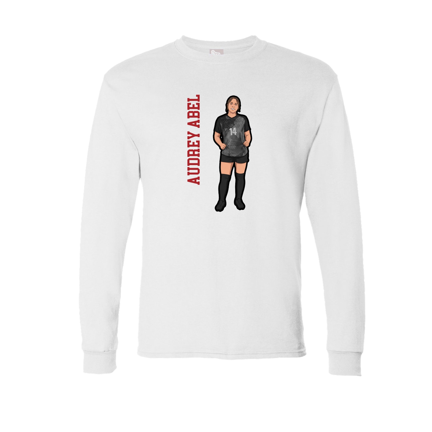 Long Sleeve Tee — Name Vertical in White