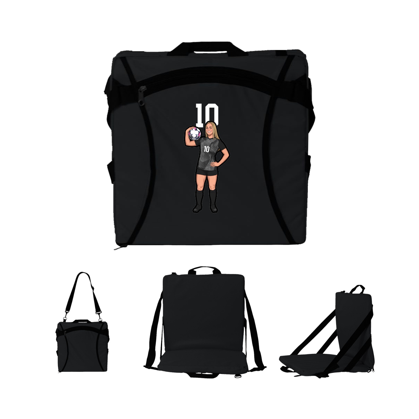 Folding Stadium Seat — Number Top in Black