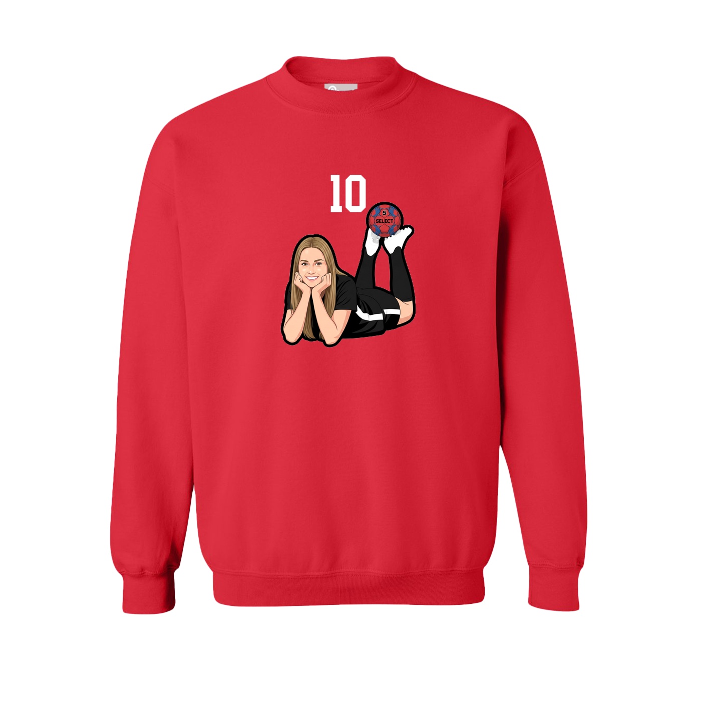 Fleece Crew — Number Top in Red