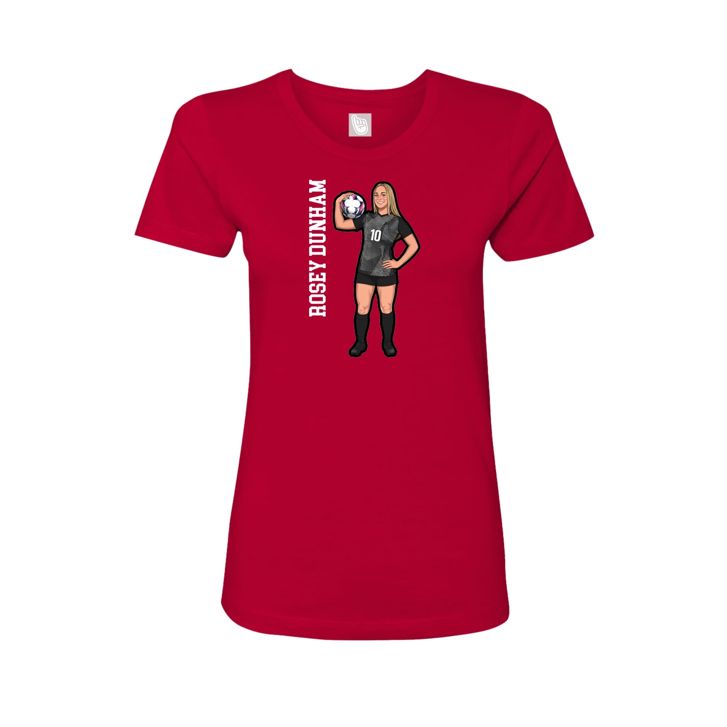 Womens Tee — Name Vertical in Red
