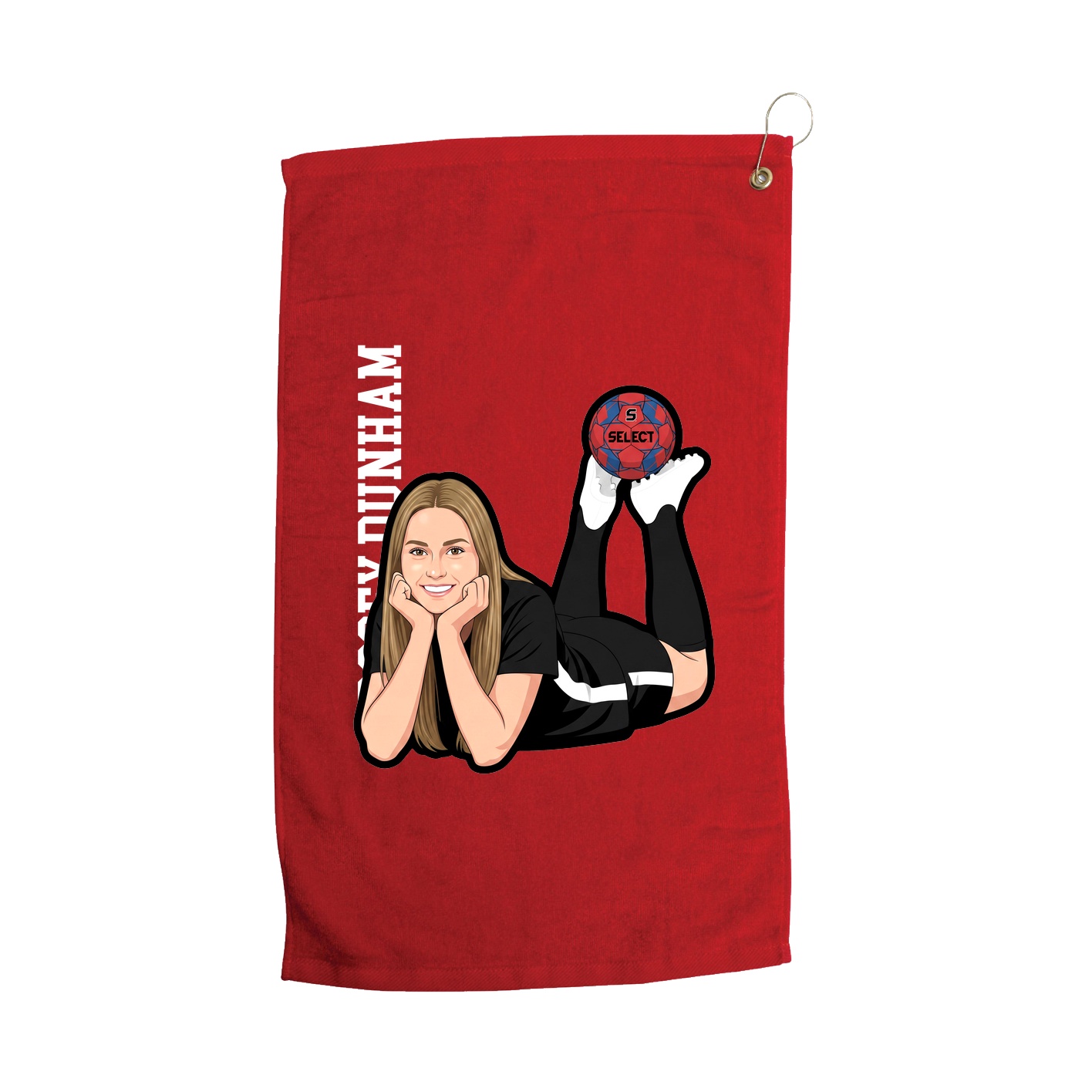 Golf Towel — Name Vertical in Red