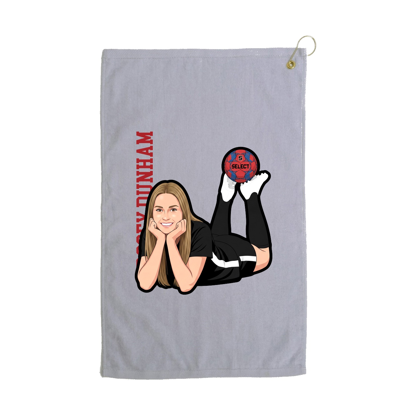 Golf Towel — Name Vertical in Grey