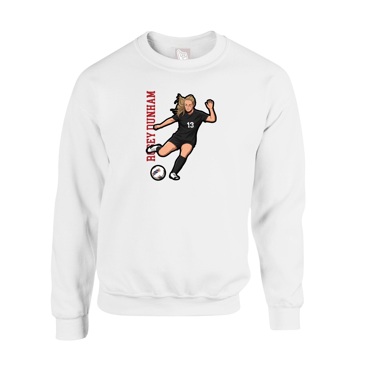 Fleece Crew — Name Vertical in White