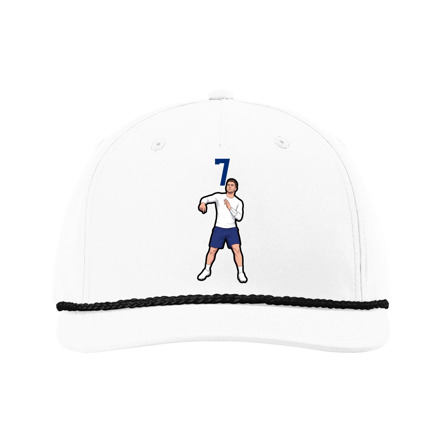 Five-Panel Classic Rope Cap — Number Top in White