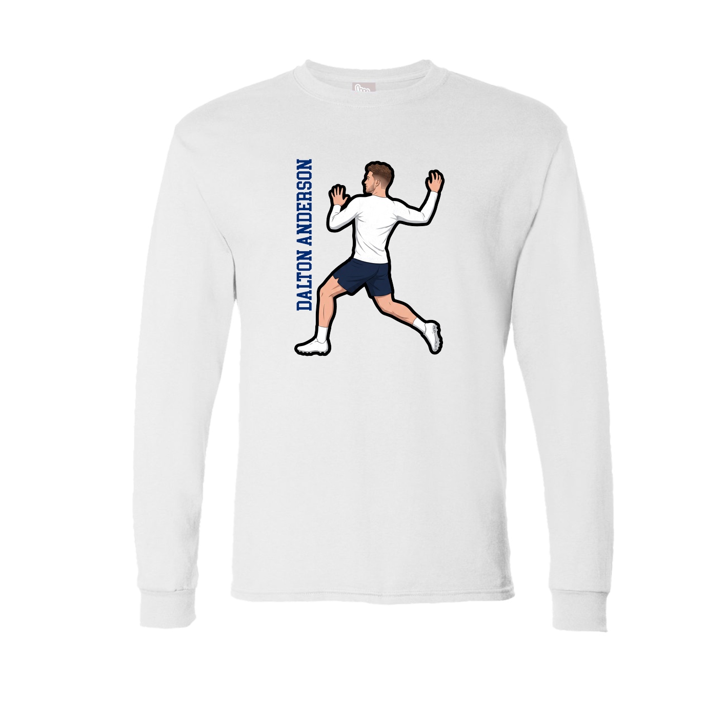 Long Sleeve Tee — Name Vertical in White