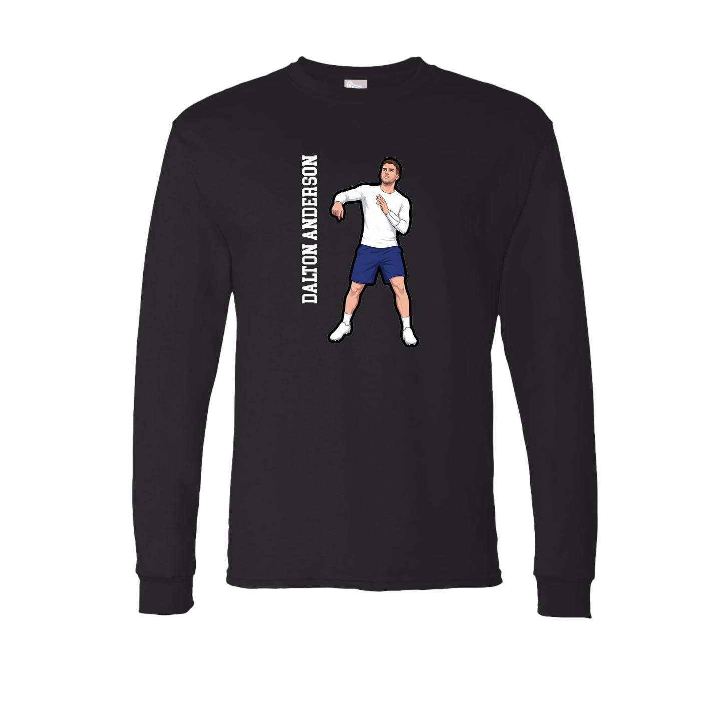 Long Sleeve Tee — Name Vertical in Black