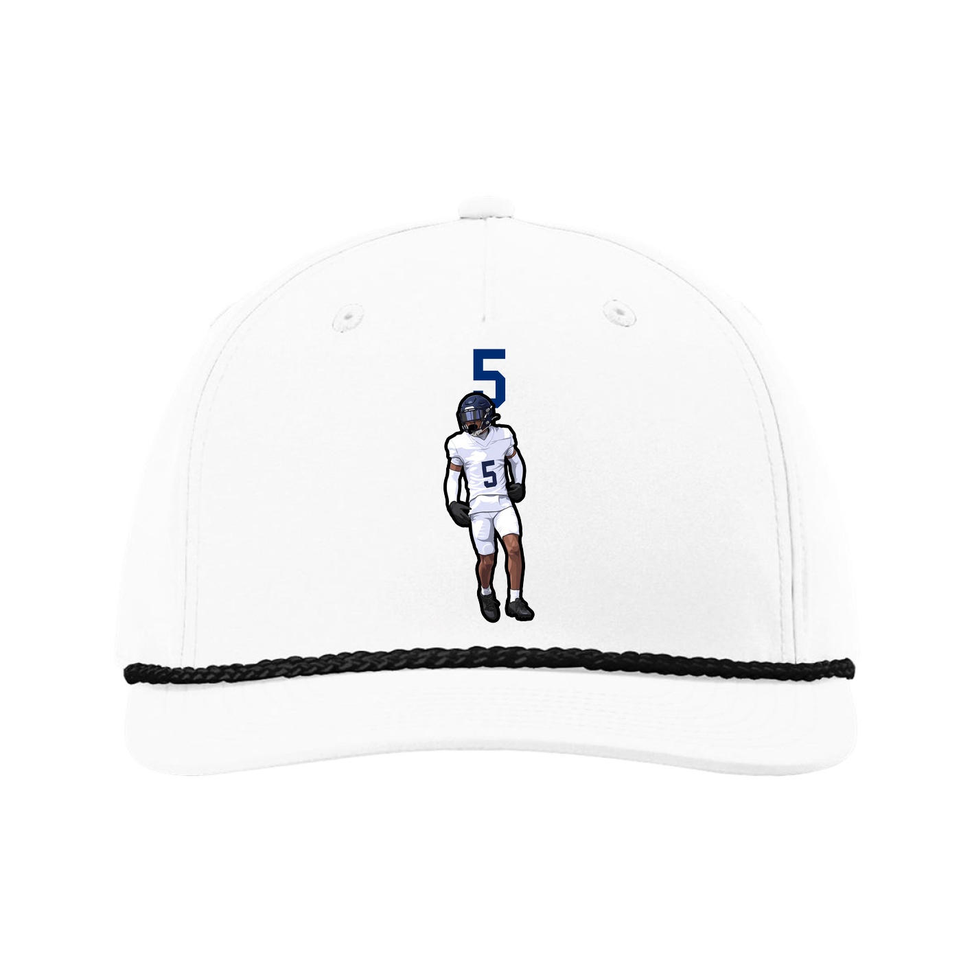 Five-Panel Classic Rope Cap — Number Top in White