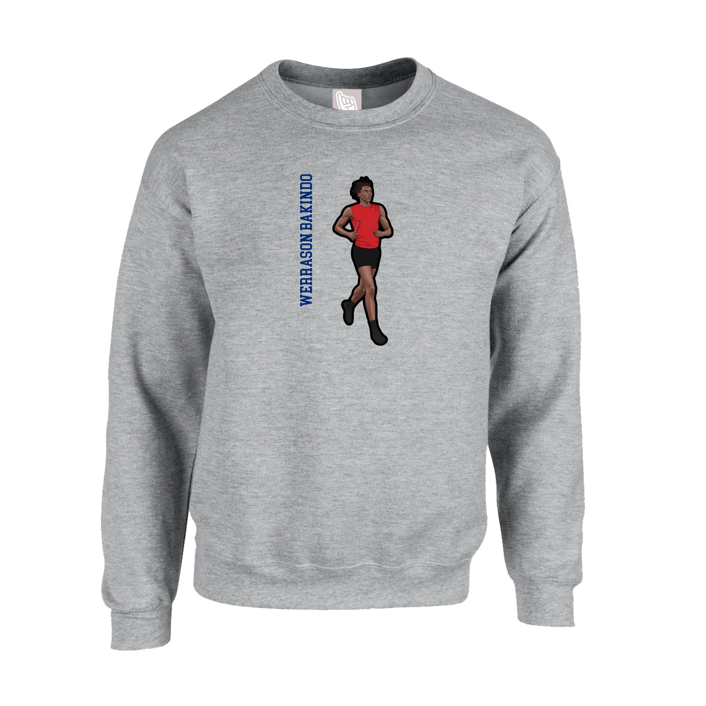 Fleece Crew — Name Vertical in Grey