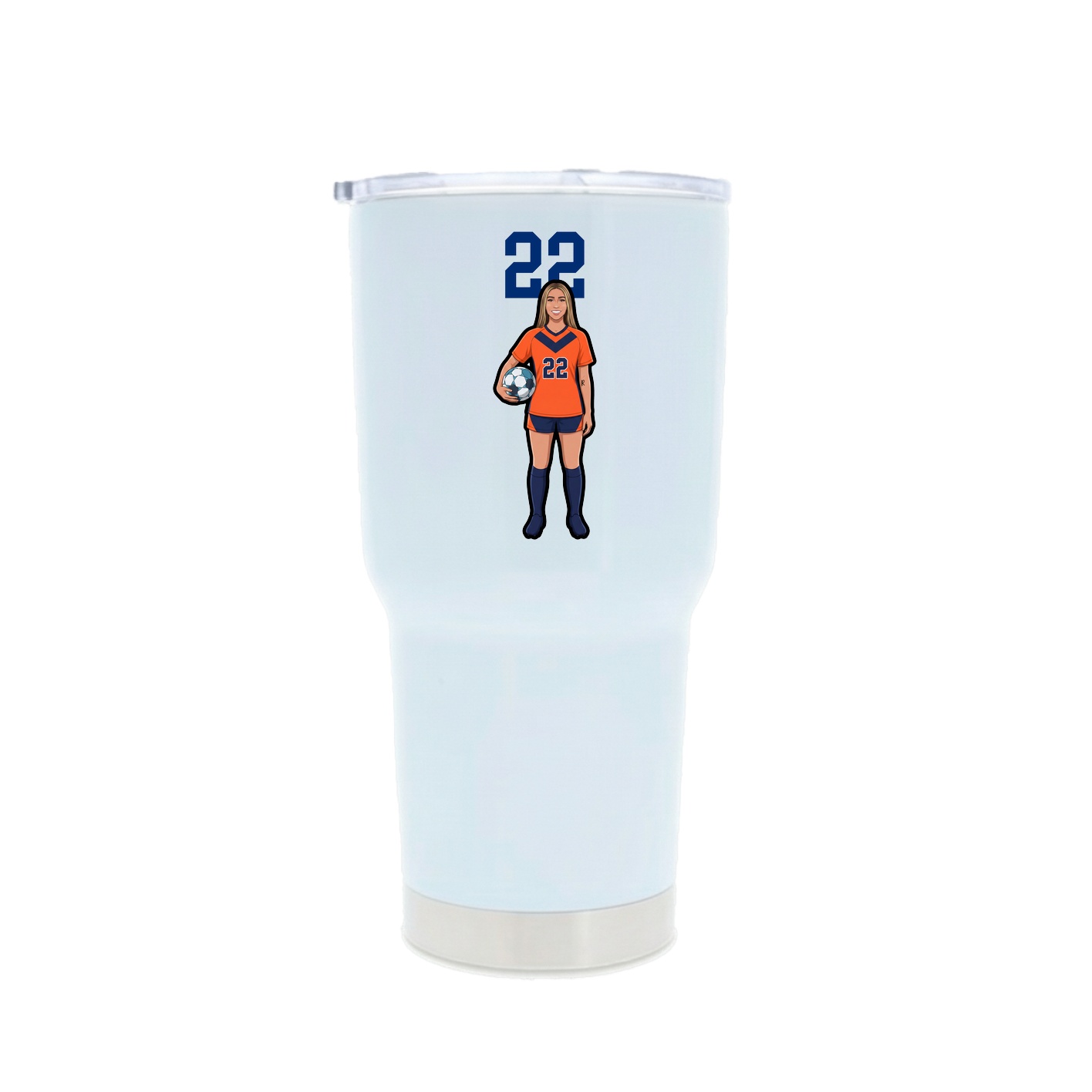 30oz Stainless Steel Tumbler — Number Top in White