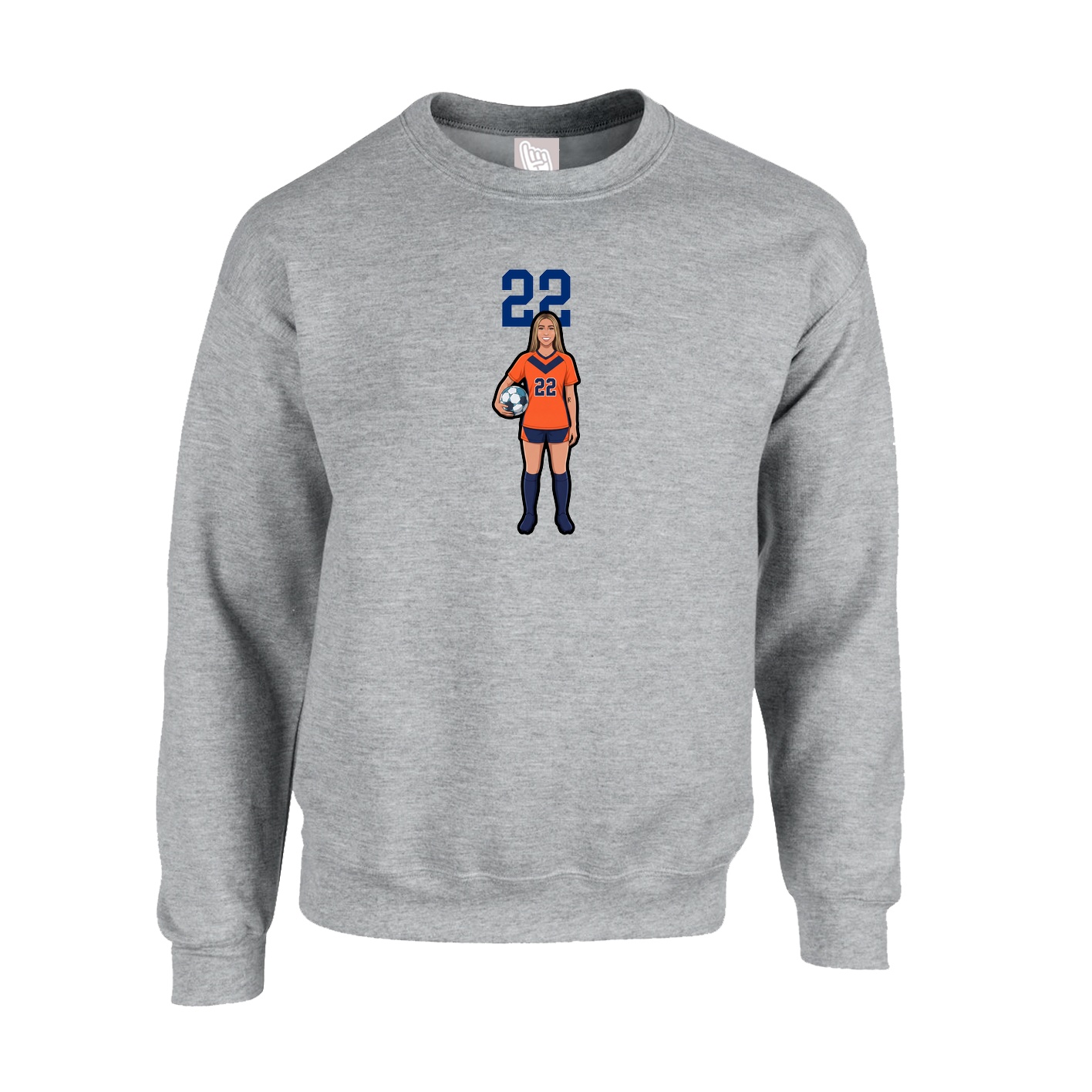 Fleece Crew — Number Top in Grey