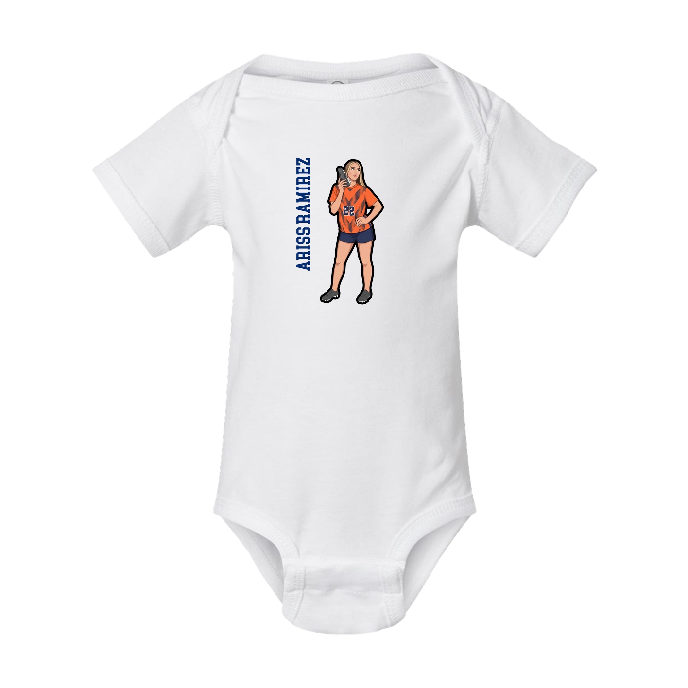 Baby Onesie — Name Vertical in White