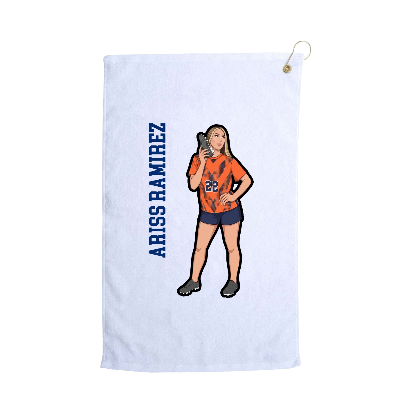 Golf Towel — Name Vertical in White